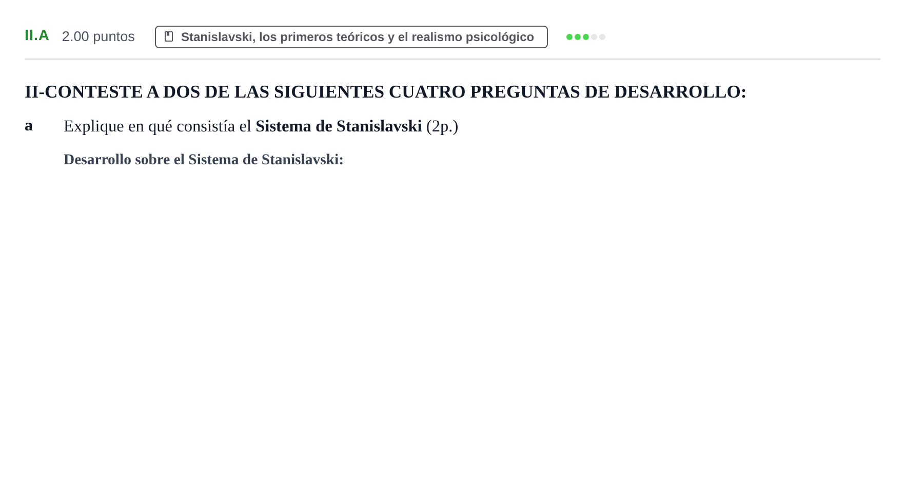 Enunciado: Ejercicio II.a · Artes Escénicas PAU Castilla-La Mancha Extraordinaria 2023