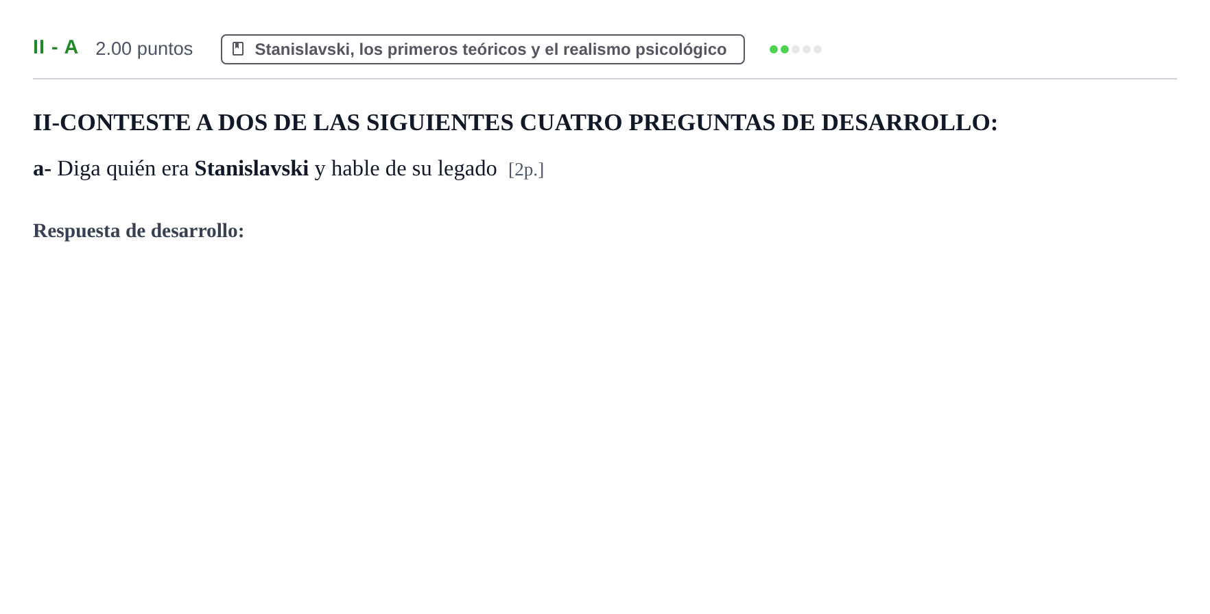 Enunciado: Ejercicio II - a · Artes Escénicas PAU Castilla-La Mancha Ordinaria 2023