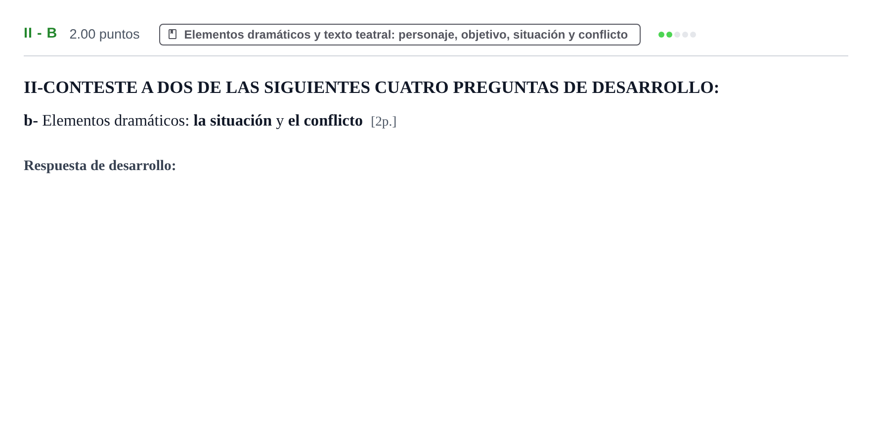 Enunciado: Ejercicio II - b · Artes Escénicas PAU Castilla-La Mancha Ordinaria 2023