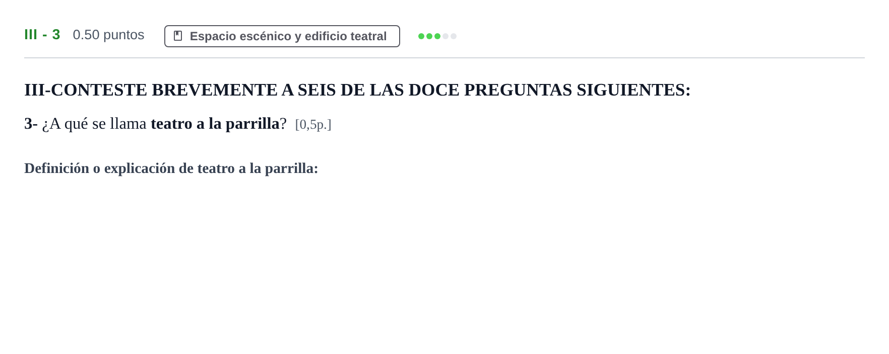 Enunciado: Ejercicio III - 3 · Artes Escénicas PAU Castilla-La Mancha Ordinaria 2023