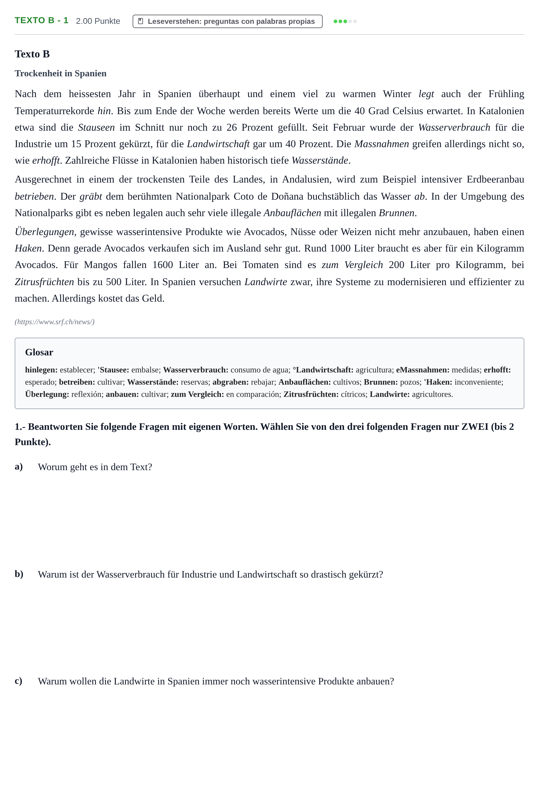 Enunciado: Ejercicio Texto B - 1 · Alemán PAU Castilla-La Mancha Ordinaria 2023