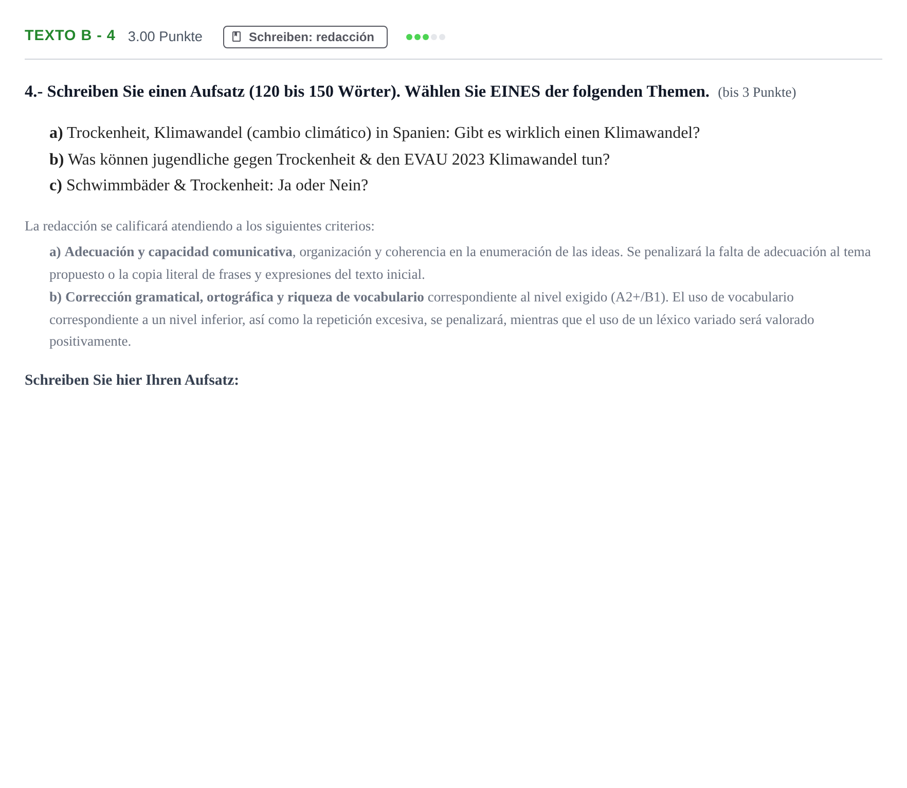 Enunciado: Ejercicio Texto B - 4 · Alemán PAU Castilla-La Mancha Ordinaria 2023