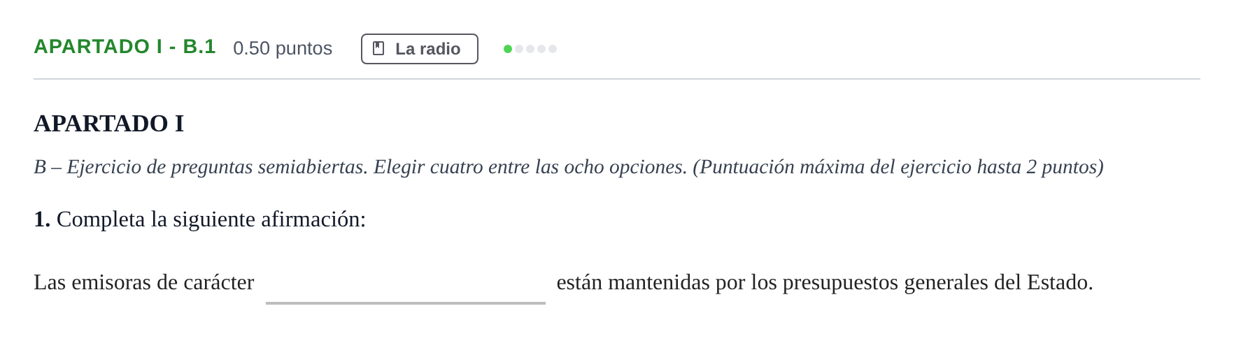 Enunciado: Apartado I - B.1 · Cultura Audiovisual II PAU Castilla-La Mancha Extraordinaria 2023