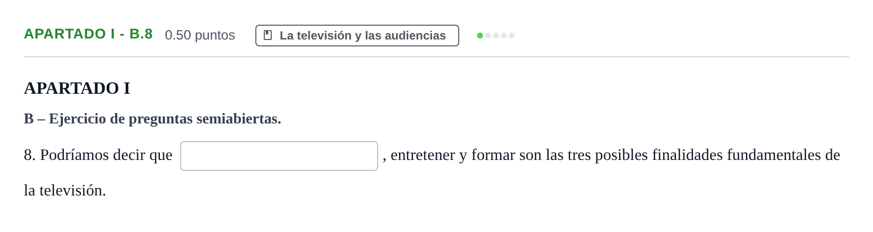 Enunciado: Apartado I - B.8 · Cultura Audiovisual II PAU Castilla-La Mancha Extraordinaria 2023