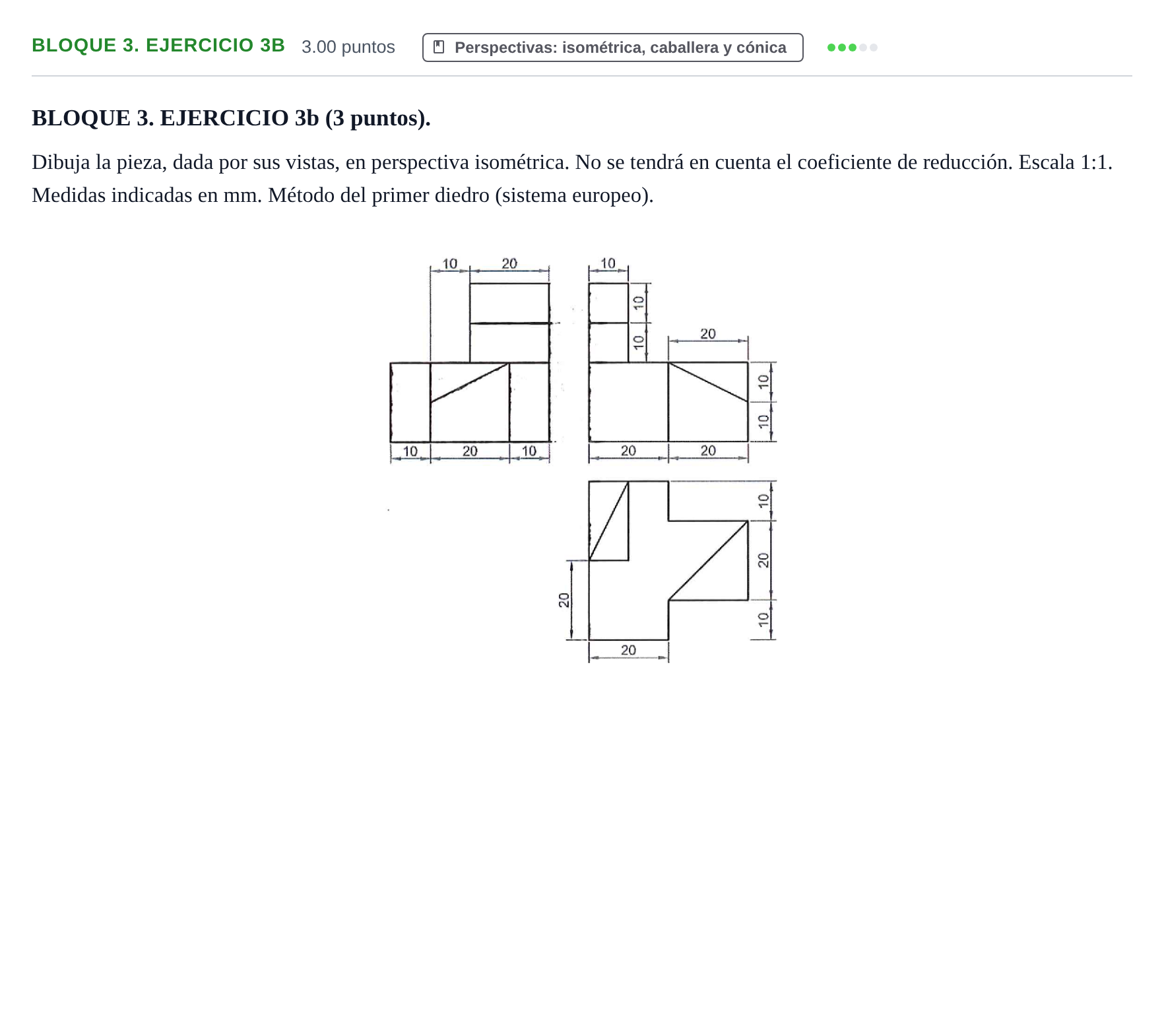 Enunciado: BLOQUE 3. EJERCICIO 3b · Dibujo técnico II PAU Castilla-La Mancha Extraordinaria 2023