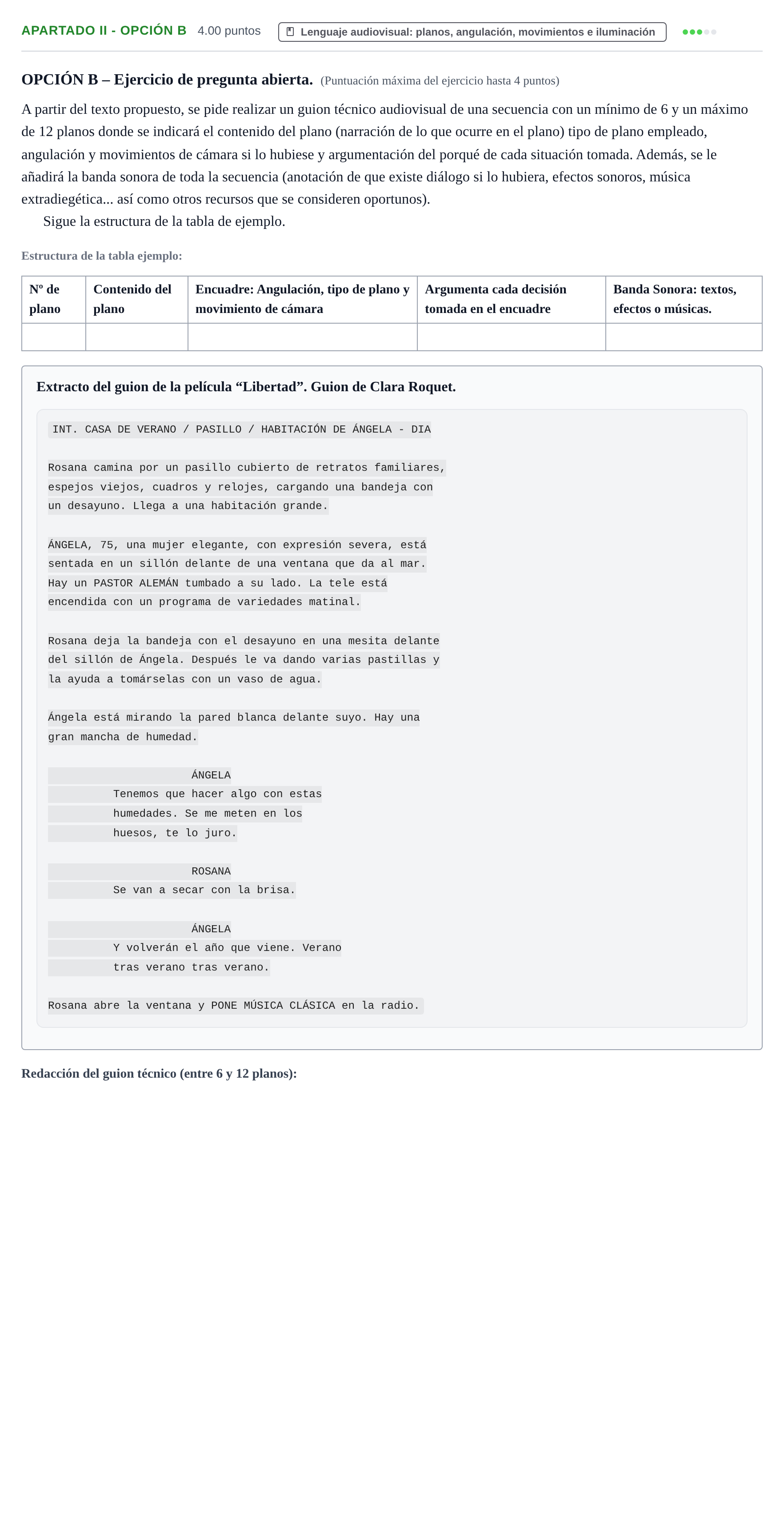 Enunciado: Apartado II - Opción B · Cultura Audiovisual II PAU Castilla-La Mancha Ordinaria 2023
