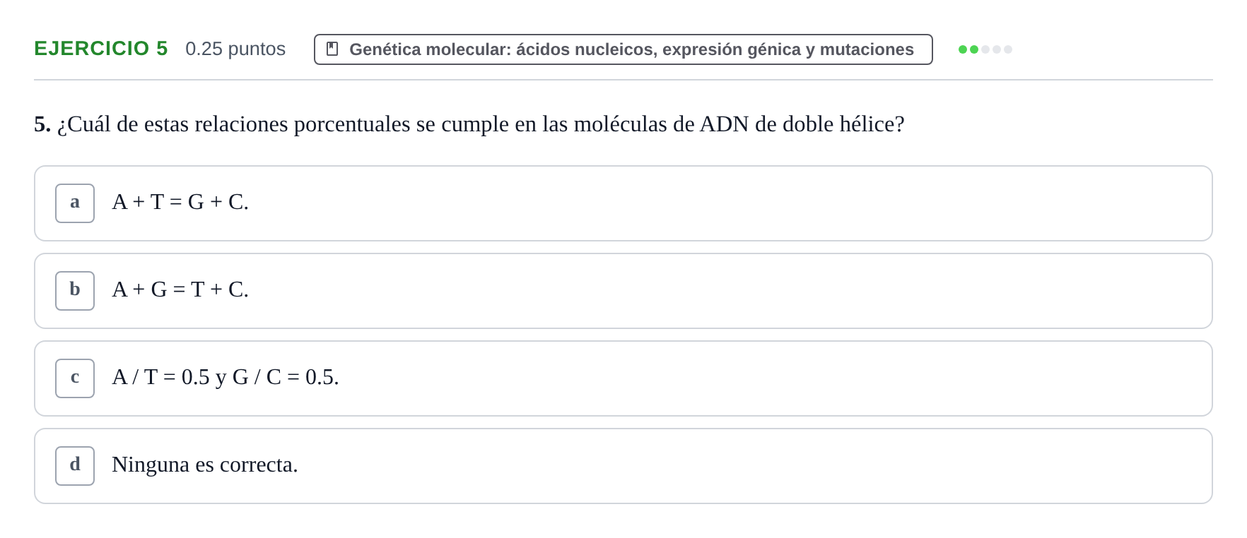 Enunciado: Problema 5 · Biología PAU Castilla-La Mancha Ordinaria 2023