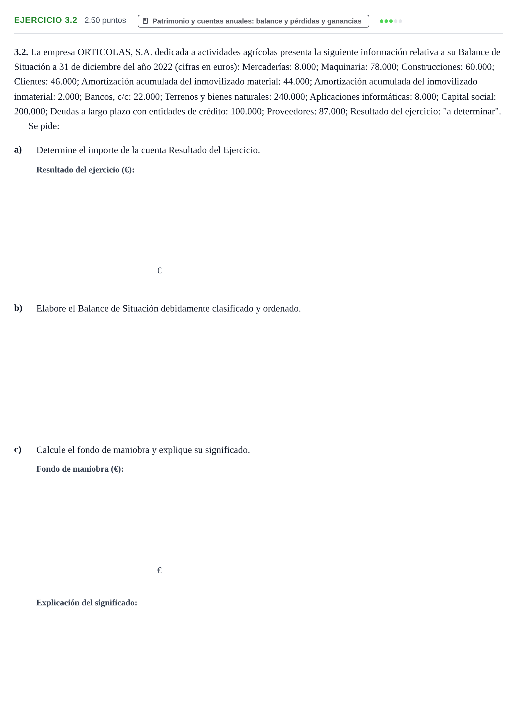 Enunciado: Ejercicio 3.2 · Empresa y Diseño de Modelos de Negocio PAU Castilla-La Mancha Extraordinaria 2023