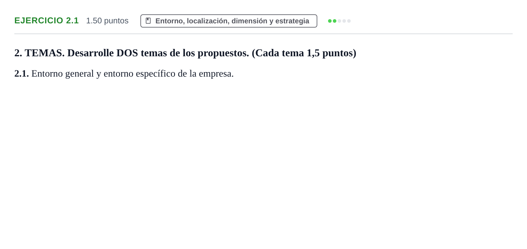 Enunciado: Ejercicio 2.1 · Empresa y Diseño de Modelos de Negocio PAU Castilla-La Mancha Extraordinaria 2023
