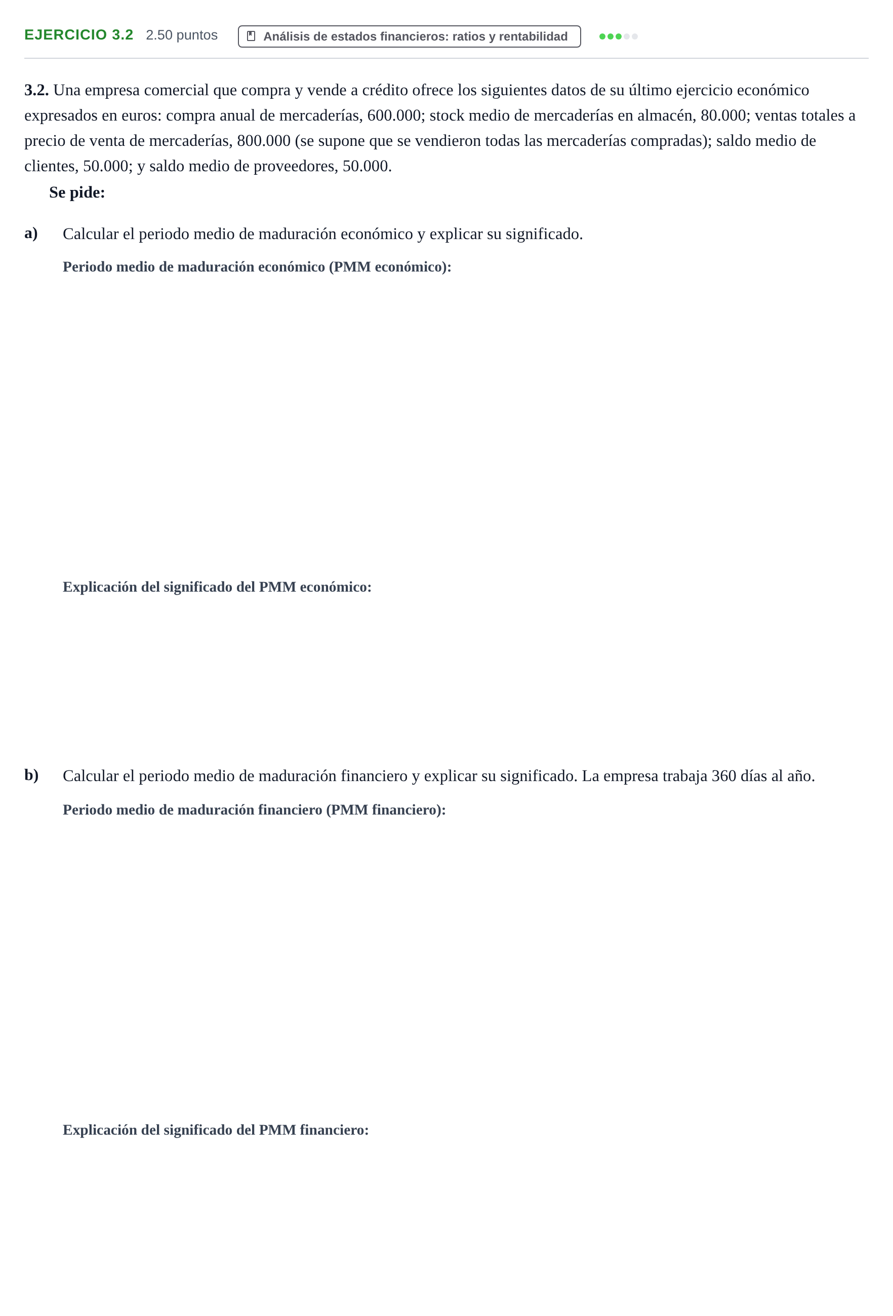 Enunciado: Ejercicio 3.2 · Empresa y Diseño de Modelos de Negocio PAU Castilla-La Mancha Ordinaria 2023
