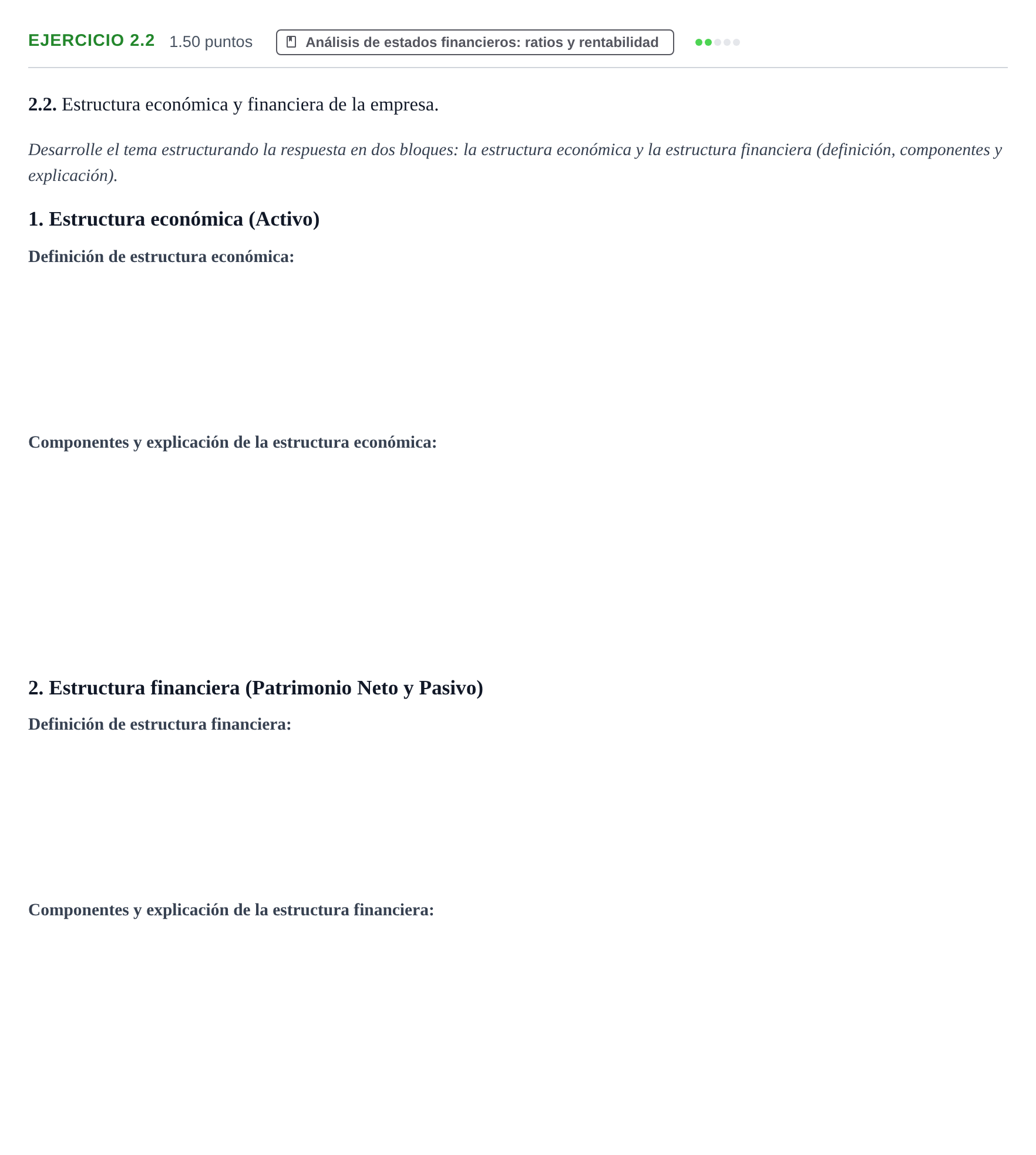 Enunciado: Ejercicio 2.2 · Empresa y Diseño de Modelos de Negocio PAU Castilla-La Mancha Ordinaria 2023