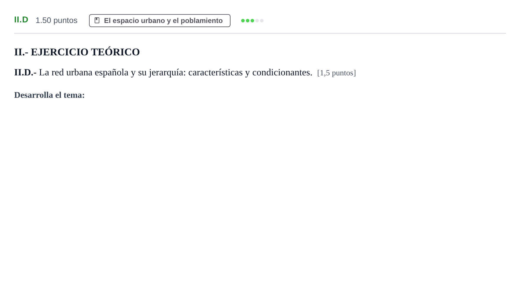 Enunciado: Ejercicio II.D · Geografía PAU Castilla-La Mancha Extraordinaria 2023