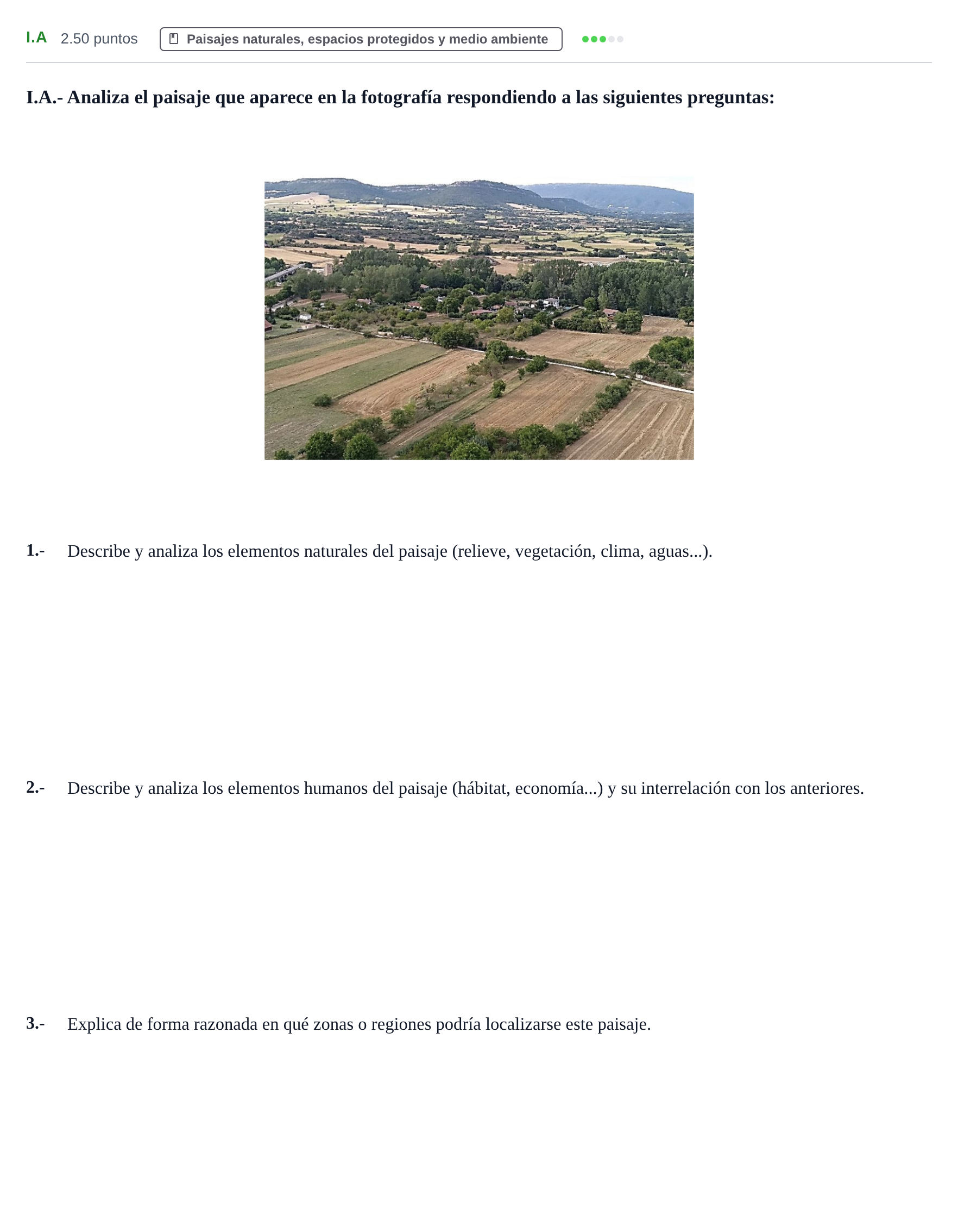 Enunciado: Ejercicio I.A · Geografía PAU Castilla-La Mancha Ordinaria 2023
