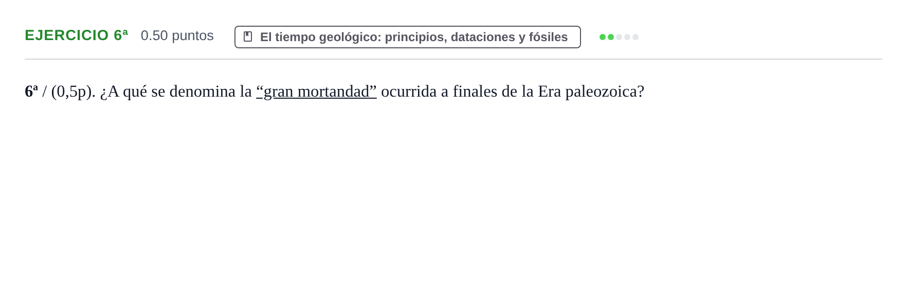 Enunciado: Ejercicio 6ª · Geología y Ciencias Ambientales PAU Castilla-La Mancha Extraordinaria 2023