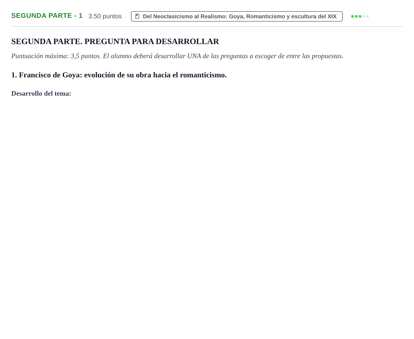 Enunciado: Ejercicio Segunda Parte - 1 · Fundamentos Artísticos PAU Castilla-La Mancha Extraordinaria (Fundamentos del Arte II) 2023
