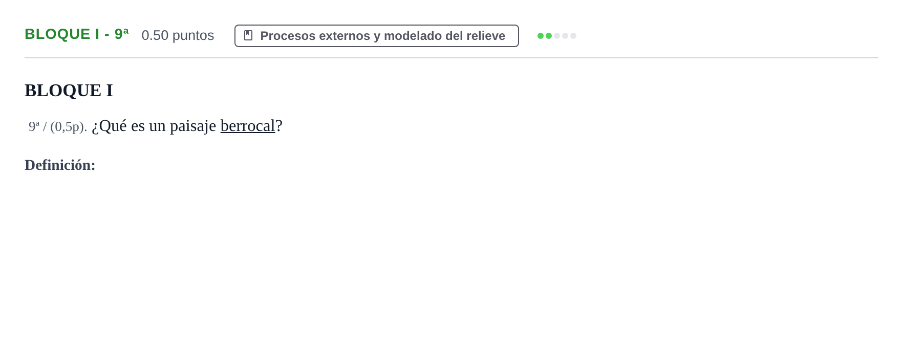 Enunciado: Bloque I - 9ª · Geología y Ciencias Ambientales PAU Castilla-La Mancha Ordinaria 2023