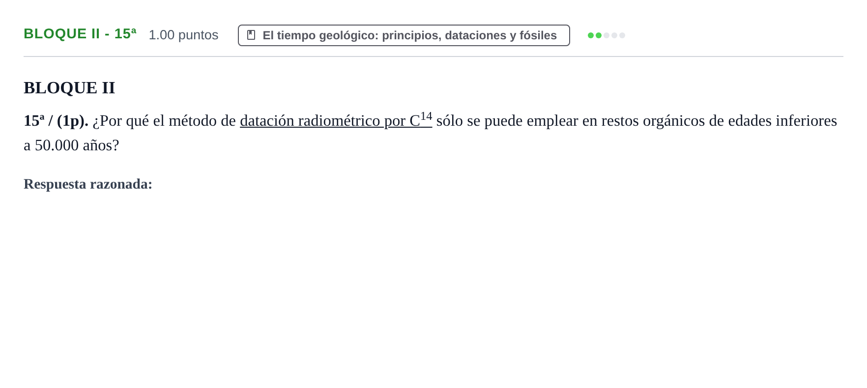 Enunciado: Bloque II - 15ª · Geología y Ciencias Ambientales PAU Castilla-La Mancha Ordinaria 2023