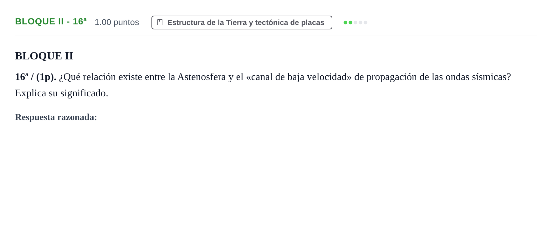 Enunciado: Bloque II - 16ª · Geología y Ciencias Ambientales PAU Castilla-La Mancha Ordinaria 2023