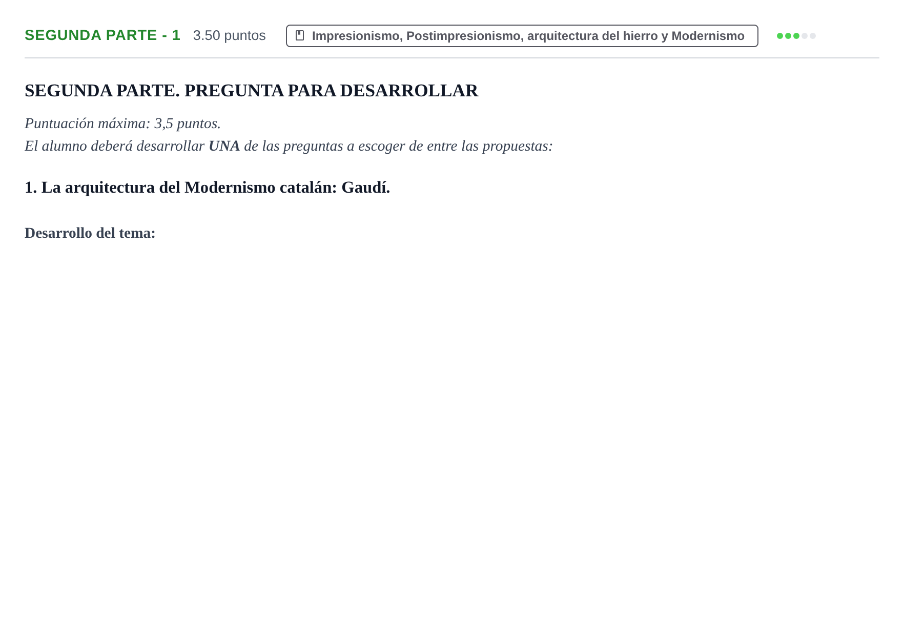 Enunciado: Ejercicio Segunda parte - 1 · Fundamentos Artísticos PAU Castilla-La Mancha Ordinaria (Fundamentos del Arte II) 2023