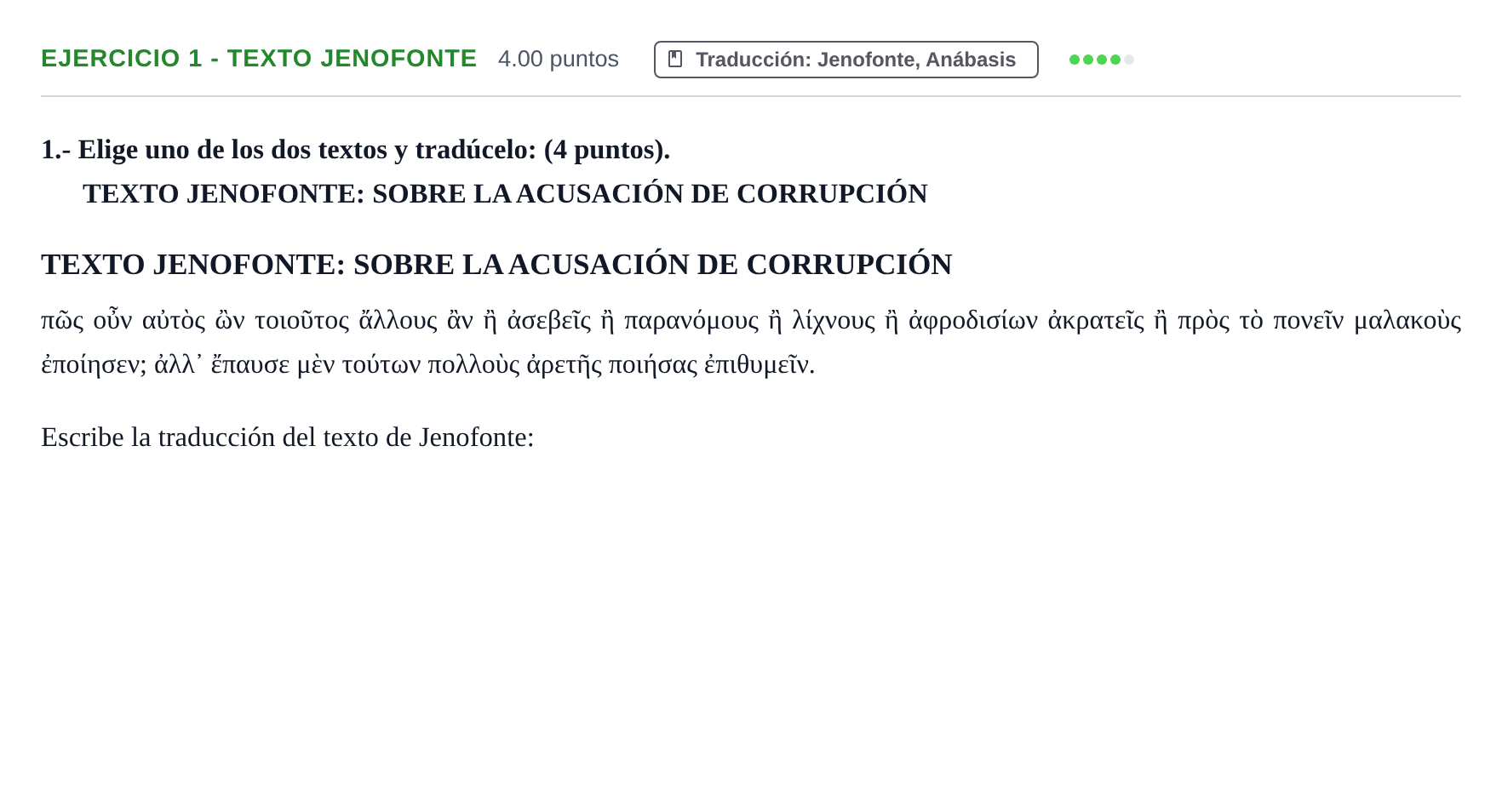 Enunciado: Ejercicio 1 - Texto Jenofonte · Griego II PAU Castilla-La Mancha Extraordinaria 2023