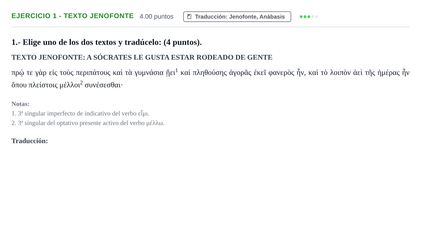 Enunciado: Ejercicio 1 - Texto Jenofonte · Griego II PAU Castilla-La Mancha Ordinaria 2023