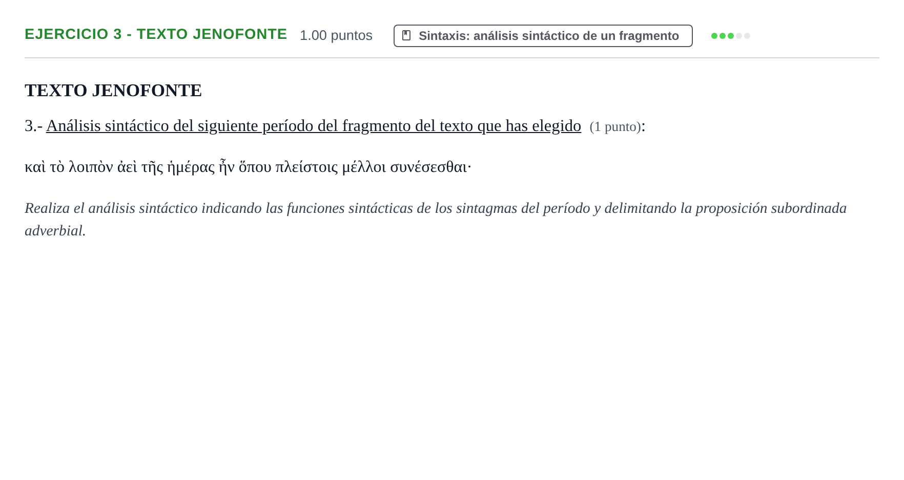 Enunciado: Ejercicio 3 - Texto Jenofonte · Griego II PAU Castilla-La Mancha Ordinaria 2023