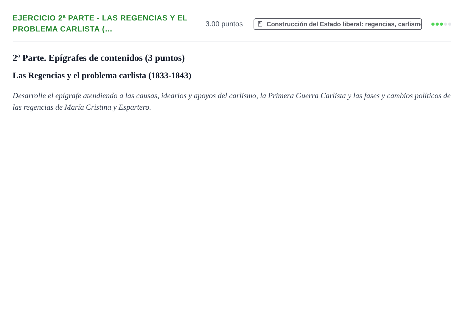 Enunciado: Ejercicio 2ª Parte - Las Regencias y el problema carlista (… · Historia de España PAU Castilla-La Mancha Ordinaria 2023