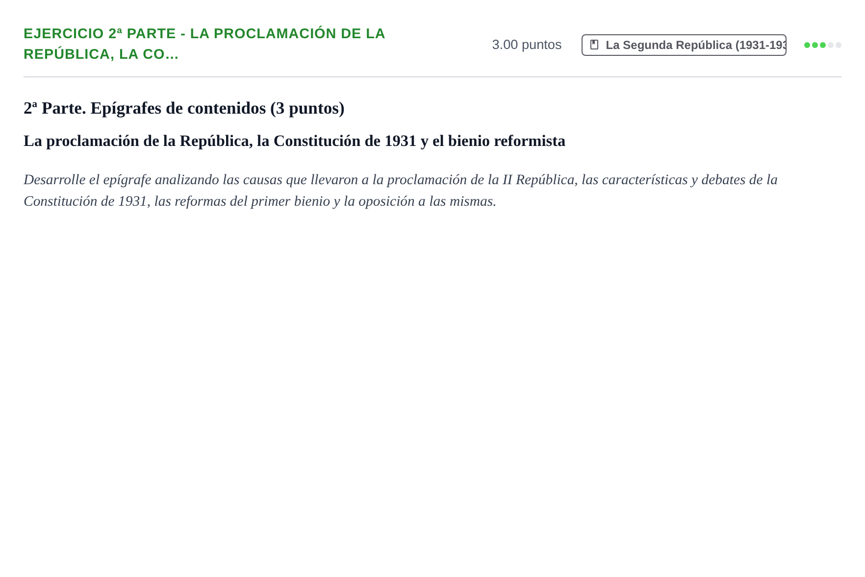 Enunciado: Ejercicio 2ª Parte - La proclamación de la República, la Co… · Historia de España PAU Castilla-La Mancha Ordinaria 2023
