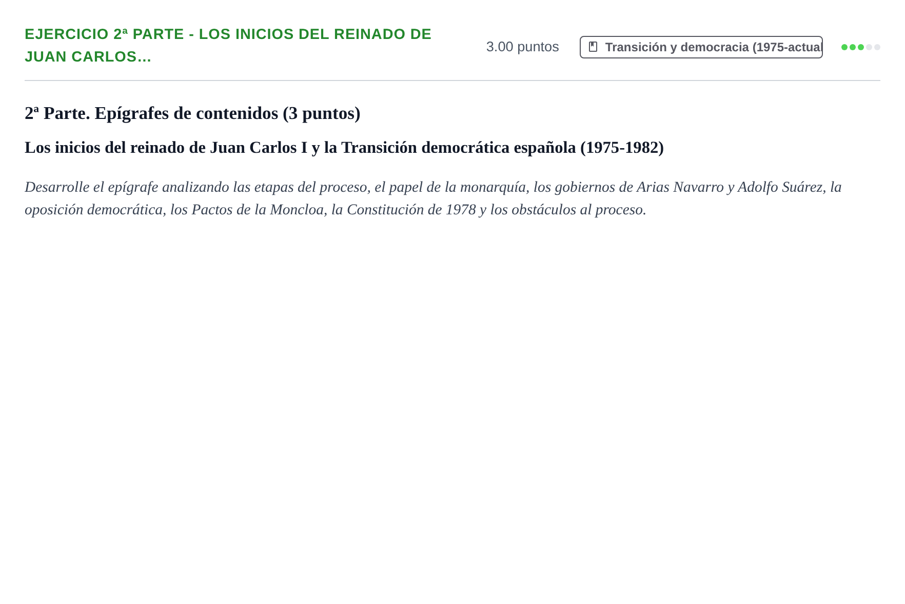 Enunciado: Ejercicio 2ª Parte - Los inicios del reinado de Juan Carlos… · Historia de España PAU Castilla-La Mancha Ordinaria 2023