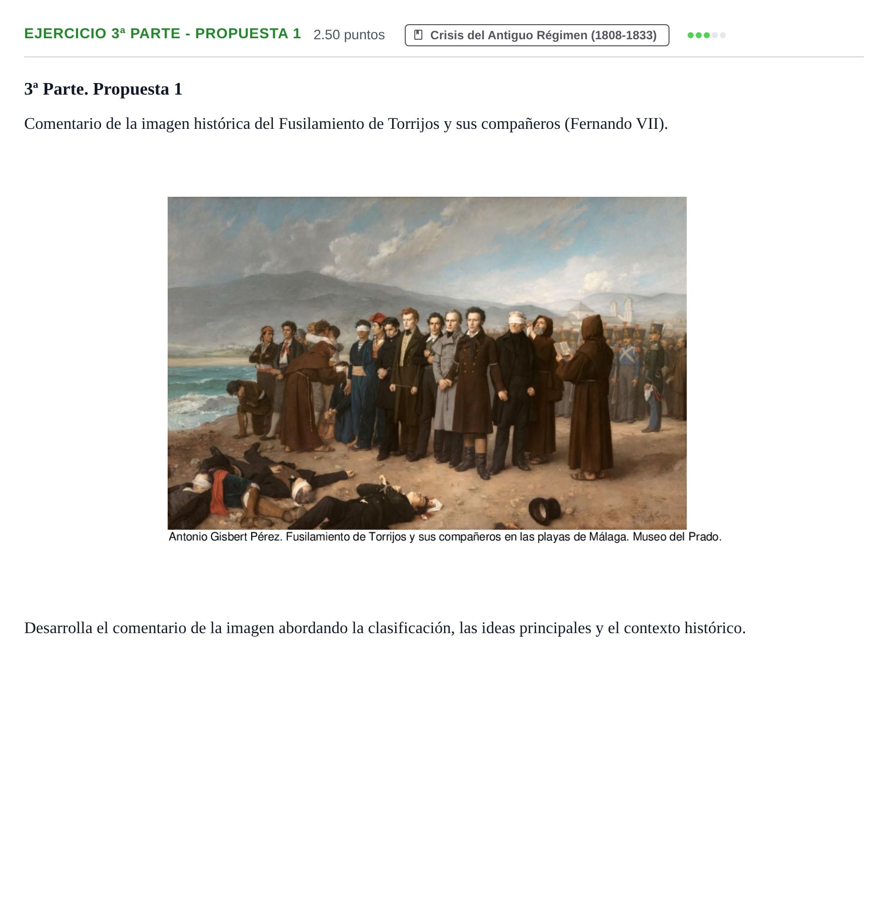 Enunciado: Ejercicio 3ª Parte - Propuesta 1 · Historia de España PAU Castilla-La Mancha Ordinaria 2023