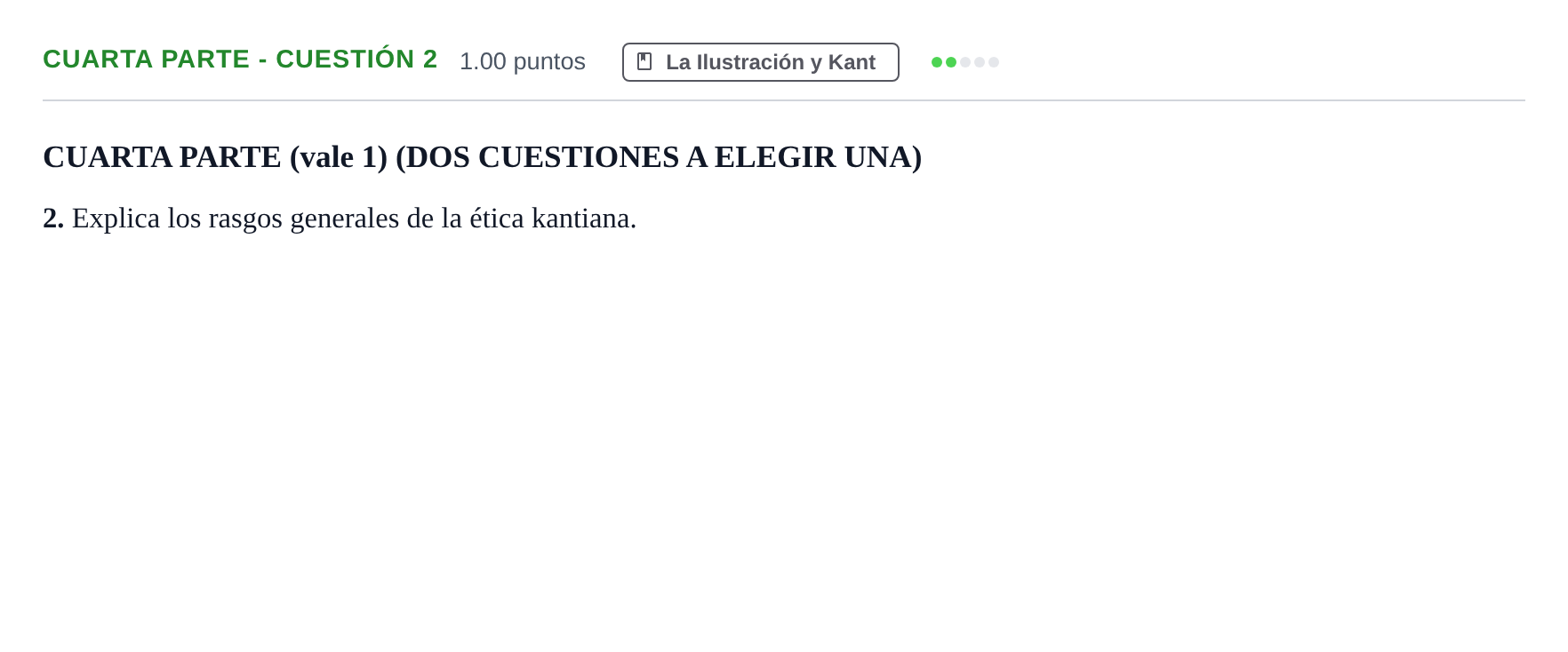 Enunciado: Ejercicio Cuarta Parte - Cuestión 2 · Historia de la Filosofía PAU Castilla-La Mancha Extraordinaria 2023