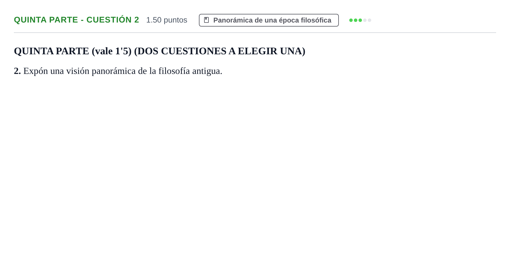Enunciado: Ejercicio Quinta Parte - Cuestión 2 · Historia de la Filosofía PAU Castilla-La Mancha Extraordinaria 2023