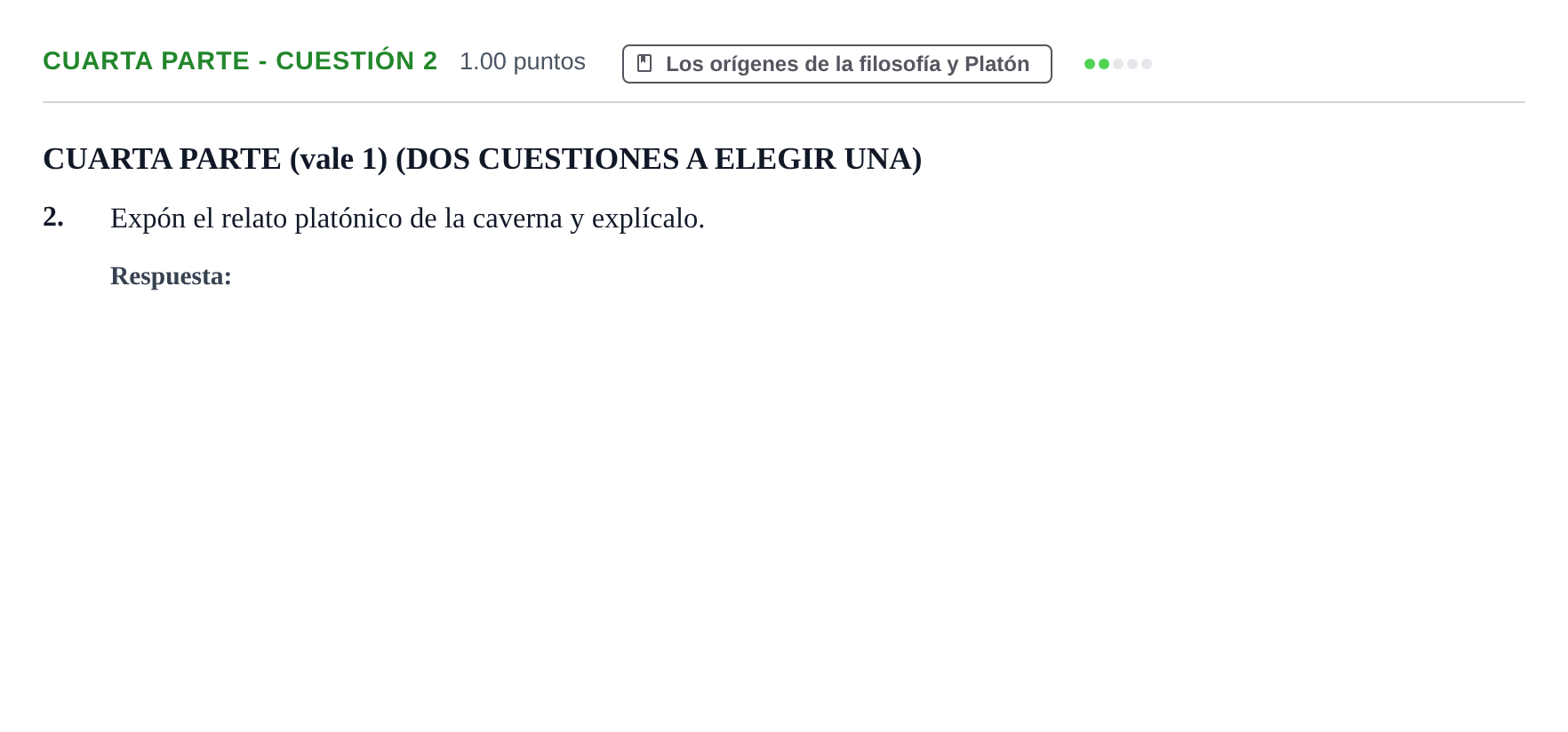 Enunciado: Ejercicio Cuarta parte - Cuestión 2 · Historia de la Filosofía PAU Castilla-La Mancha Ordinaria 2023