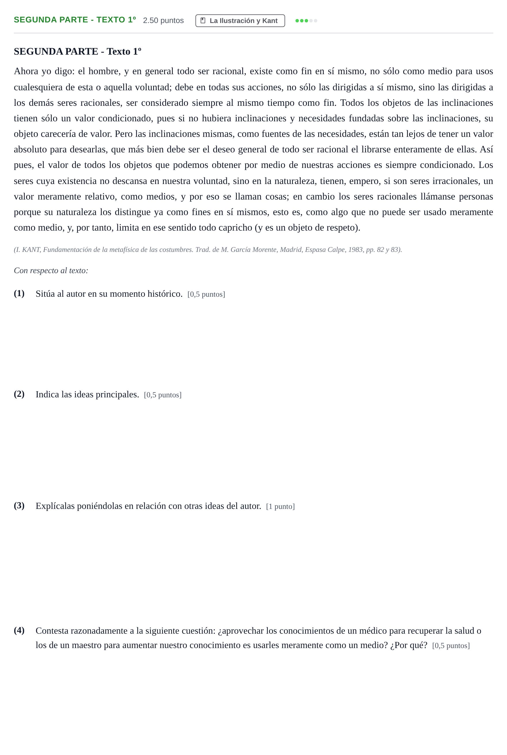 Enunciado: Ejercicio Segunda parte - Texto 1º · Historia de la Filosofía PAU Castilla-La Mancha Ordinaria 2023