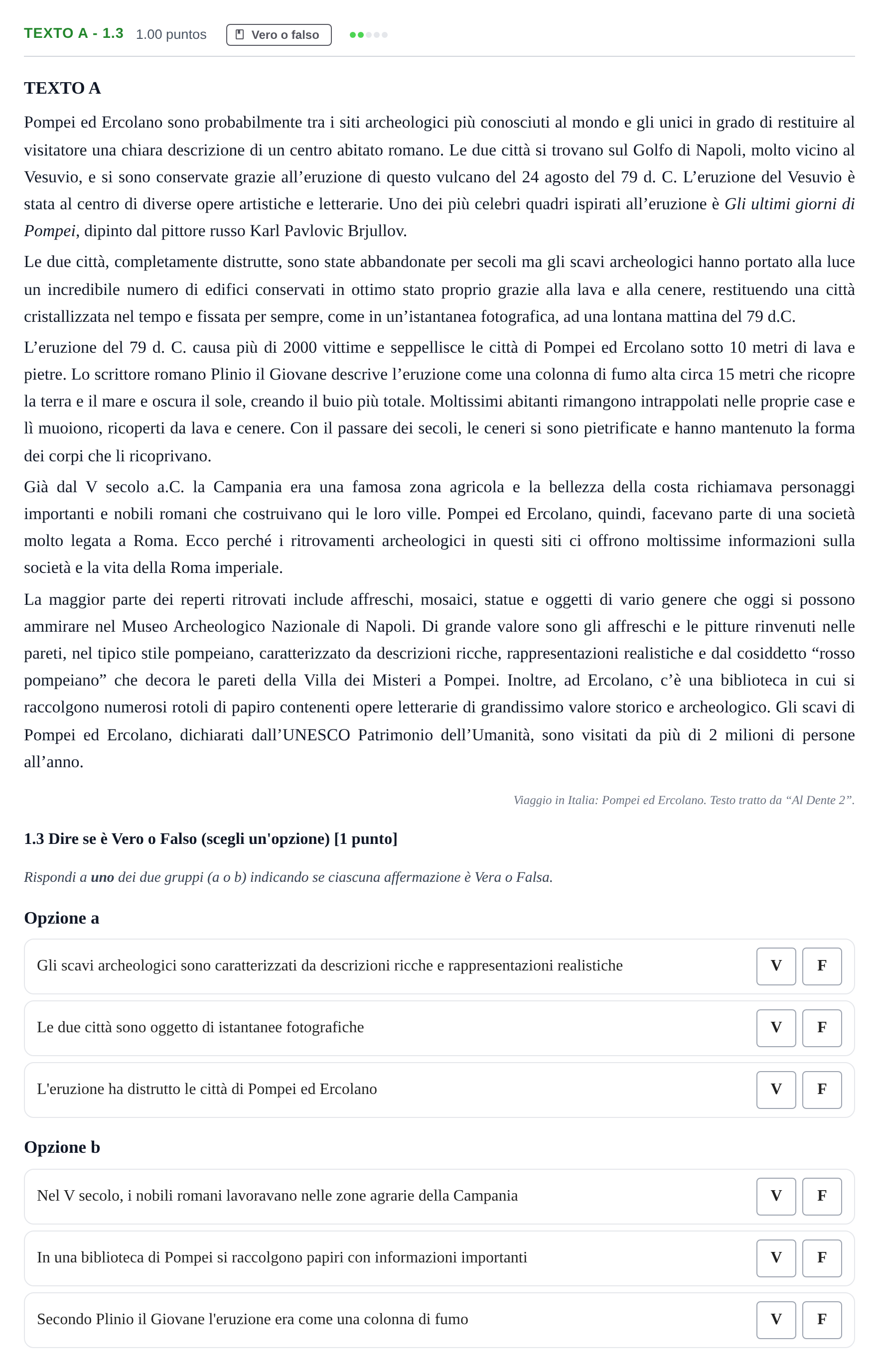 Enunciado: Ejercicio Texto A - 1.3 · Italiano PAU Castilla-La Mancha Extraordinaria 2023