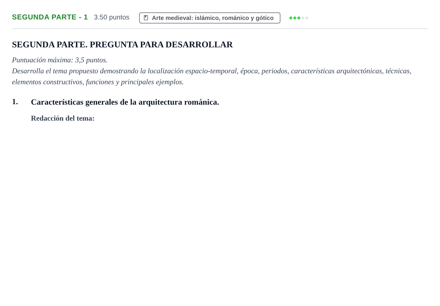 Enunciado: Ejercicio Segunda parte - 1 · Historia del Arte PAU Castilla-La Mancha Ordinaria 2023