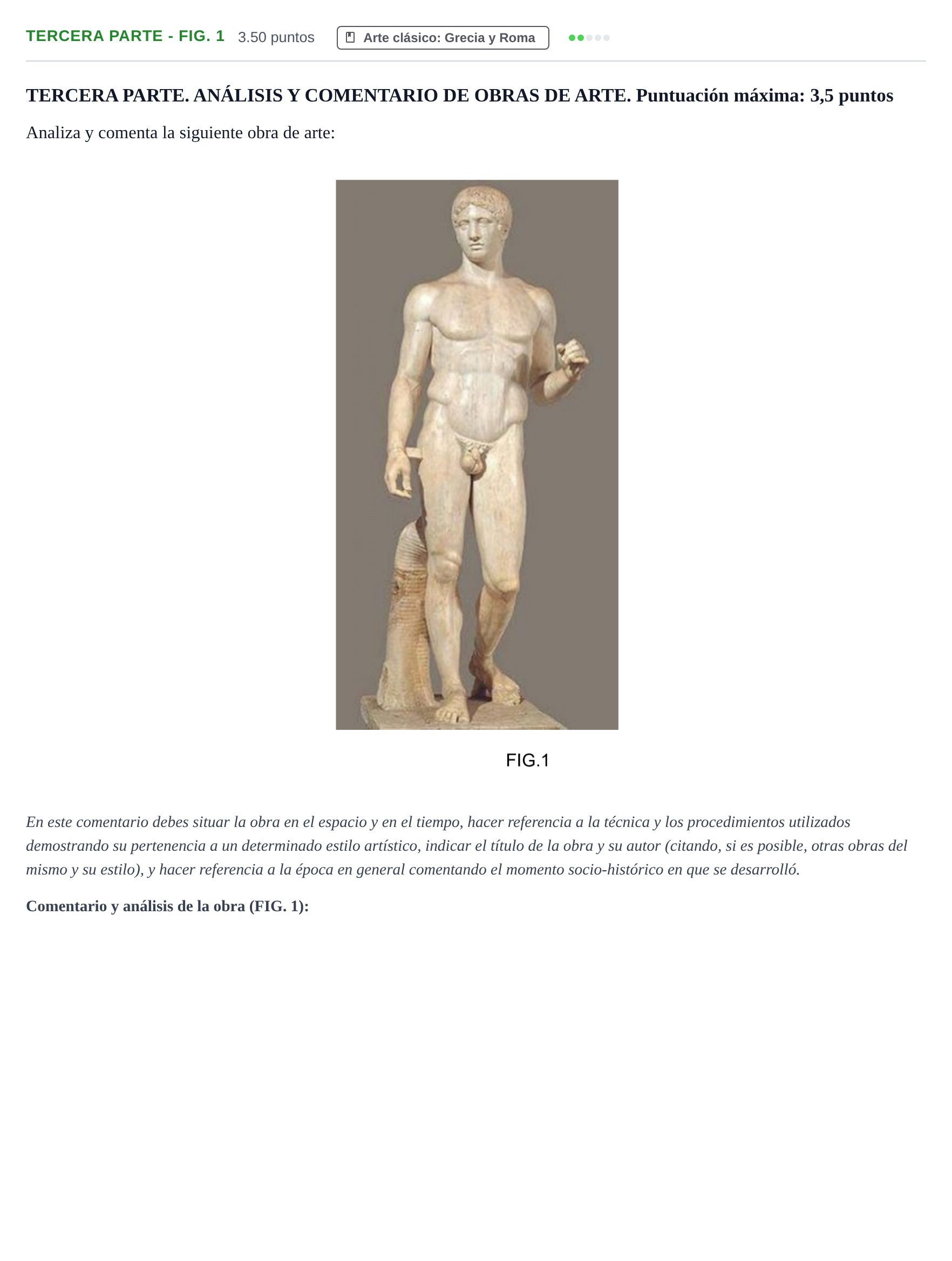 Enunciado: Ejercicio Tercera parte - FIG. 1 · Historia del Arte PAU Castilla-La Mancha Ordinaria 2023