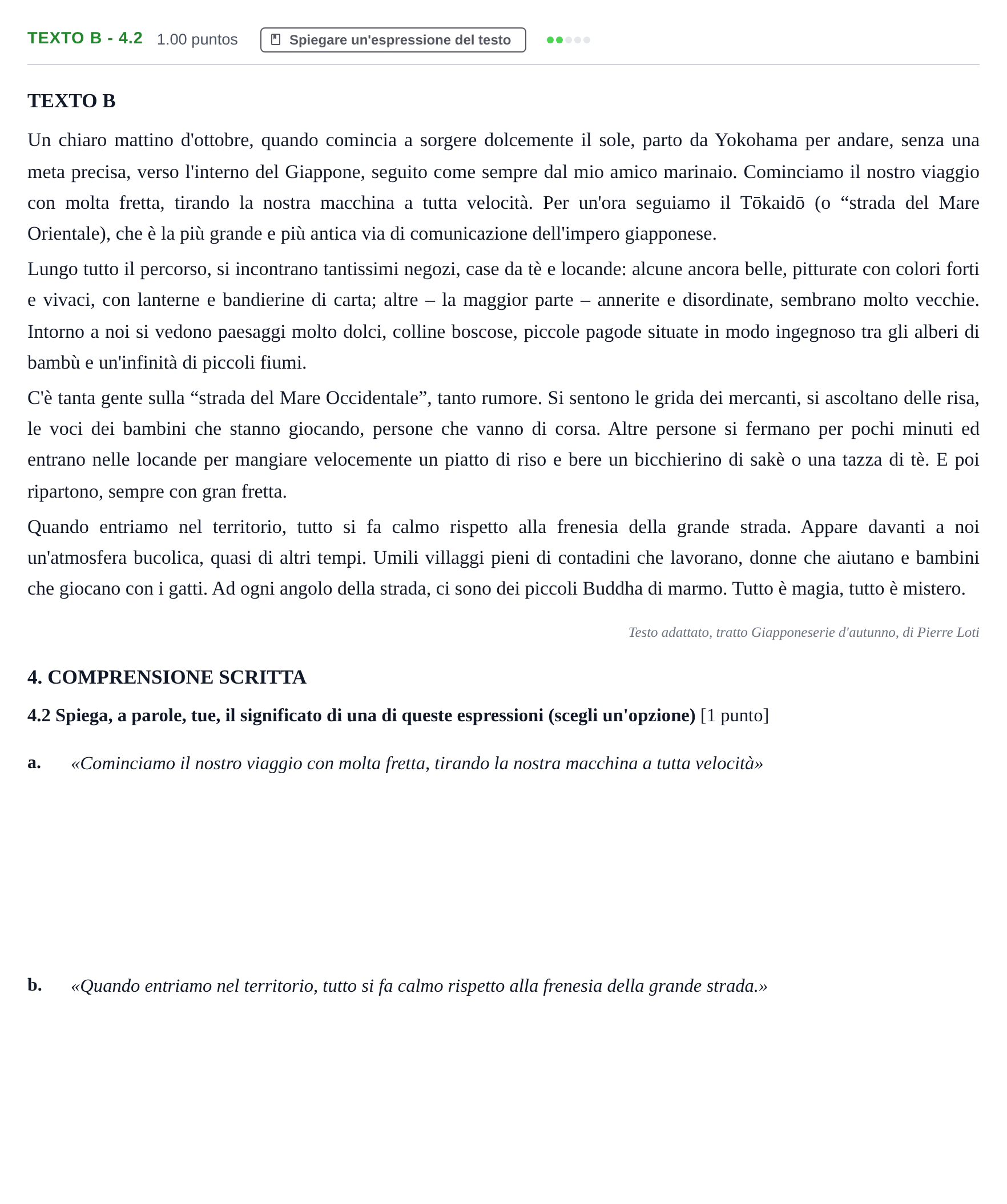 Enunciado: Ejercicio Texto B - 4.2 · Italiano PAU Castilla-La Mancha Ordinaria 2023