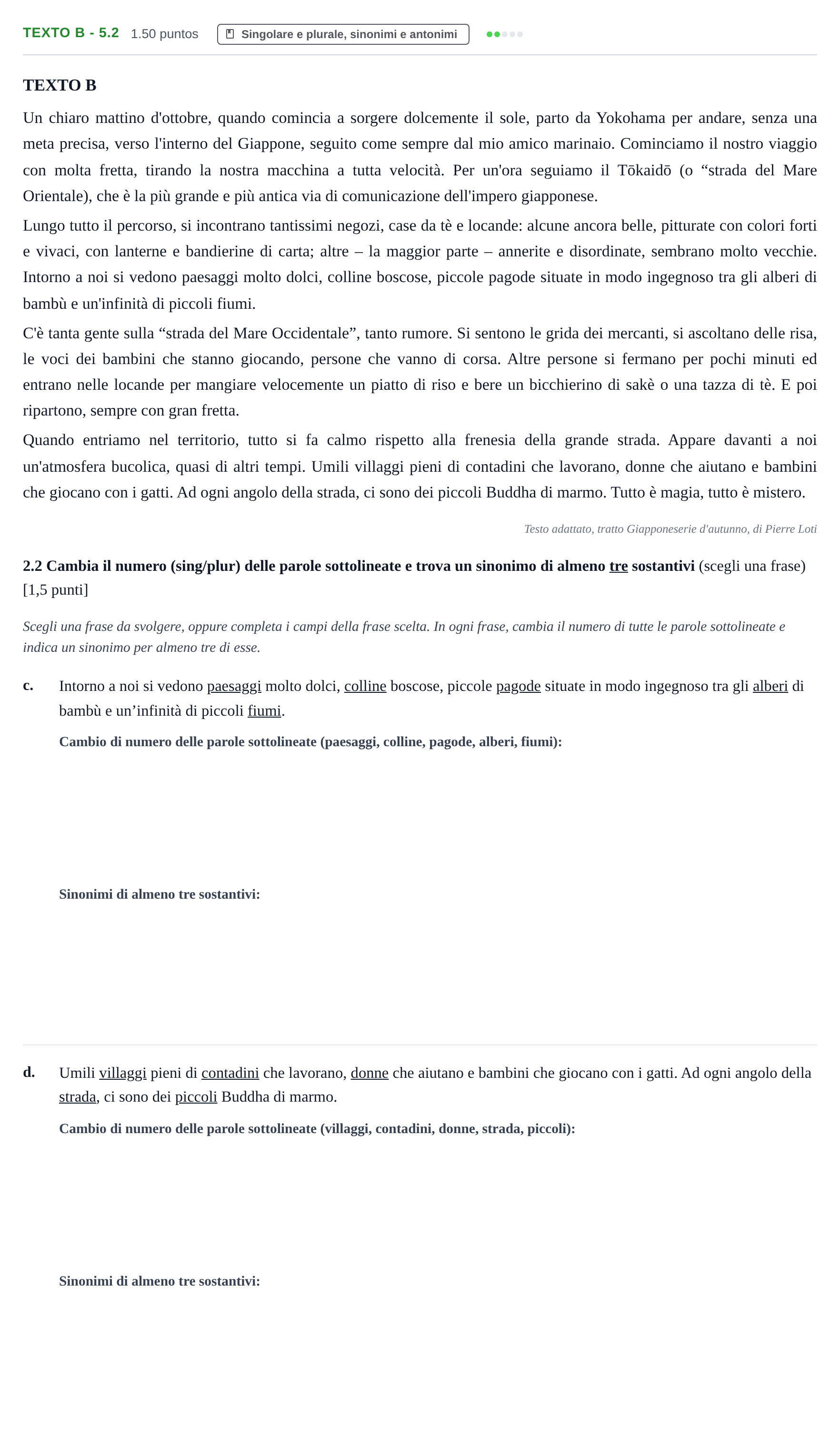 Enunciado: Ejercicio Texto B - 5.2 · Italiano PAU Castilla-La Mancha Ordinaria 2023
