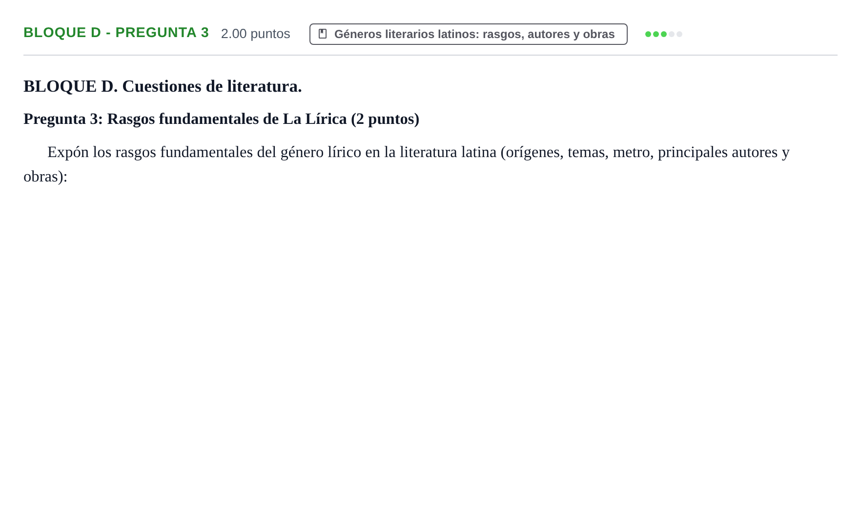 Enunciado: Bloque D - Pregunta 3 · Latín II PAU Castilla-La Mancha Extraordinaria 2023
