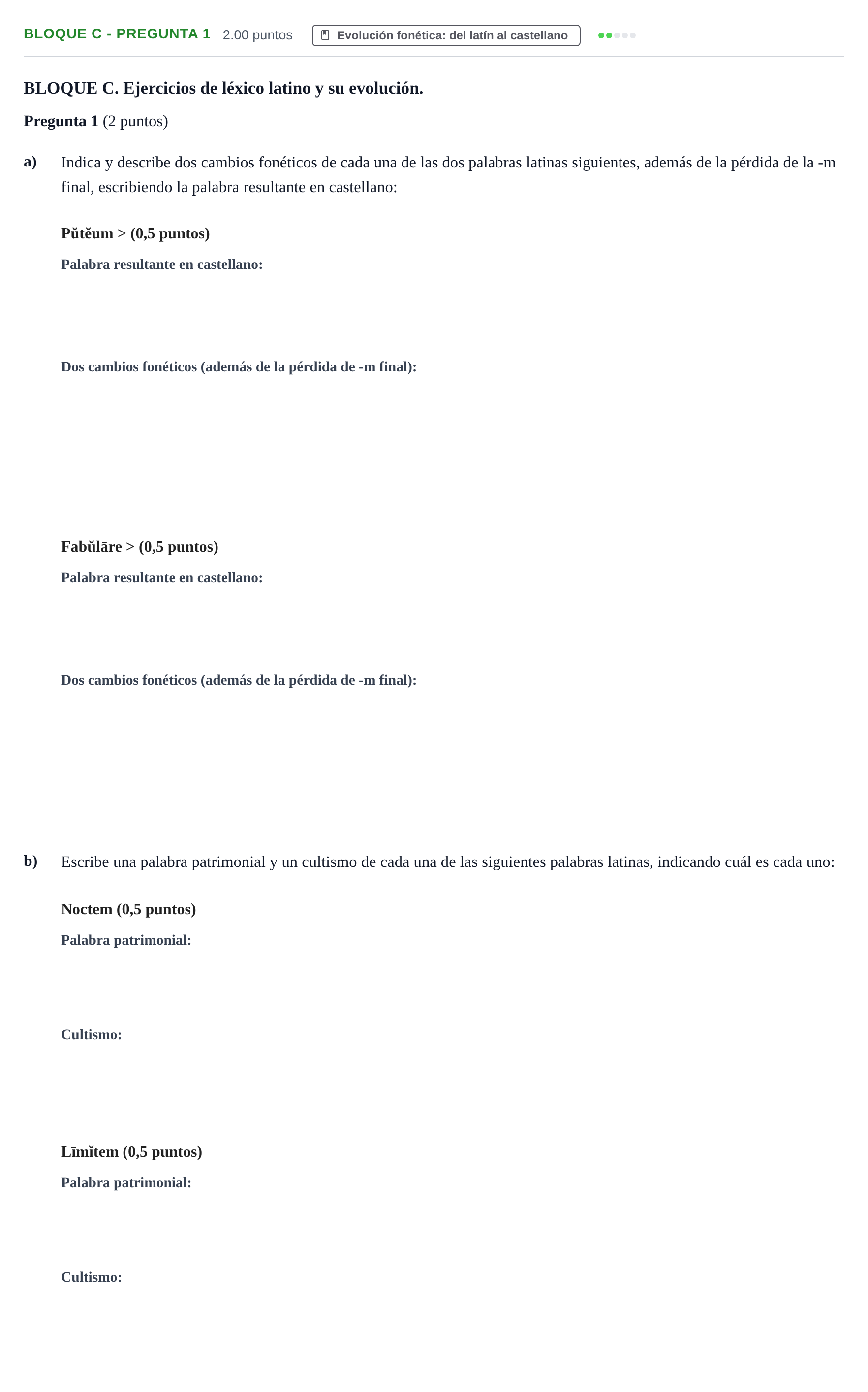 Enunciado: Bloque C - Pregunta 1 · Latín II PAU Castilla-La Mancha Ordinaria 2023