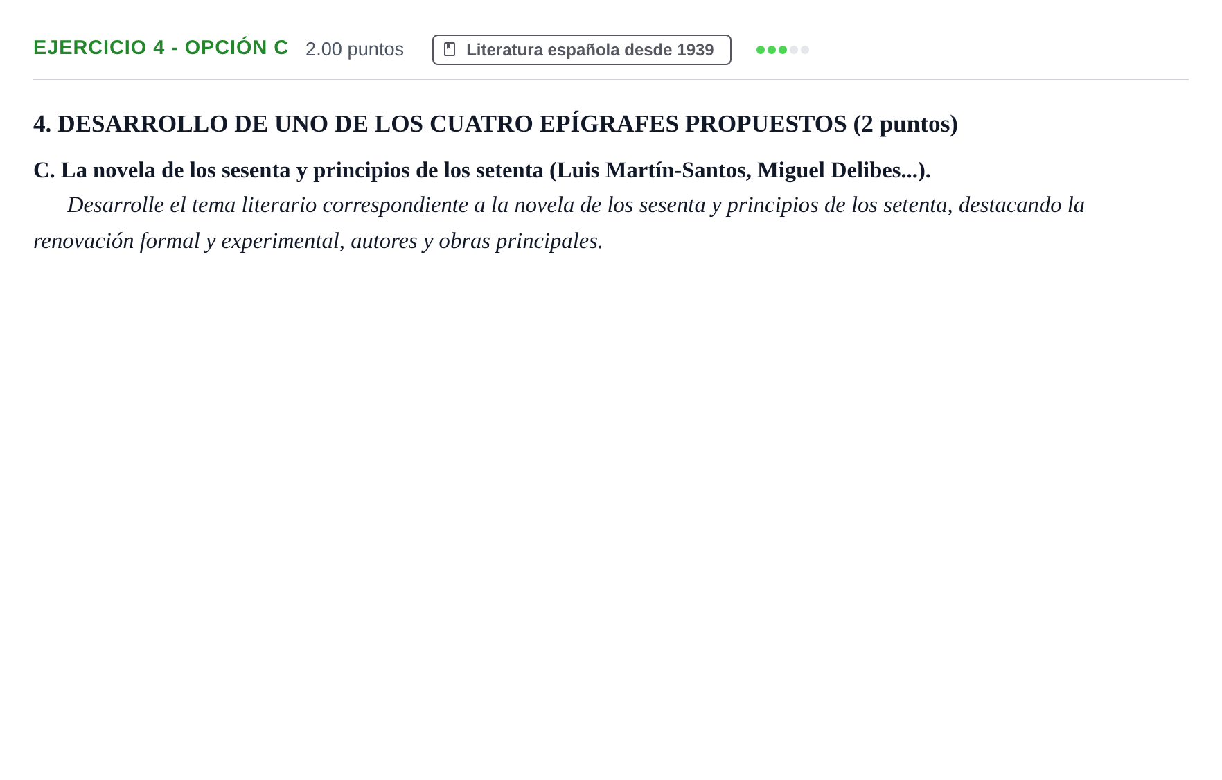 Enunciado: Ejercicio 4 - Opción C · Lengua Castellana y Literatura II PAU Castilla-La Mancha Extraordinaria 2023