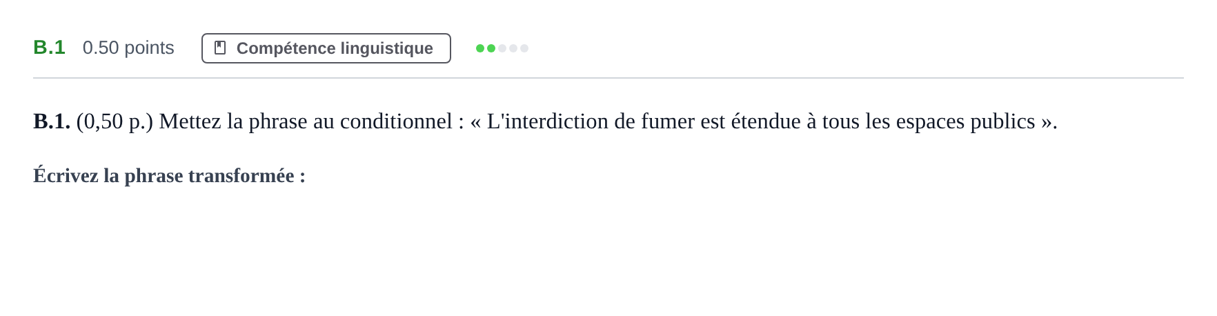 Enunciado: Ejercicio B.1 · Francés PAU Andalucía Extraordinaria Suplente 1 2025