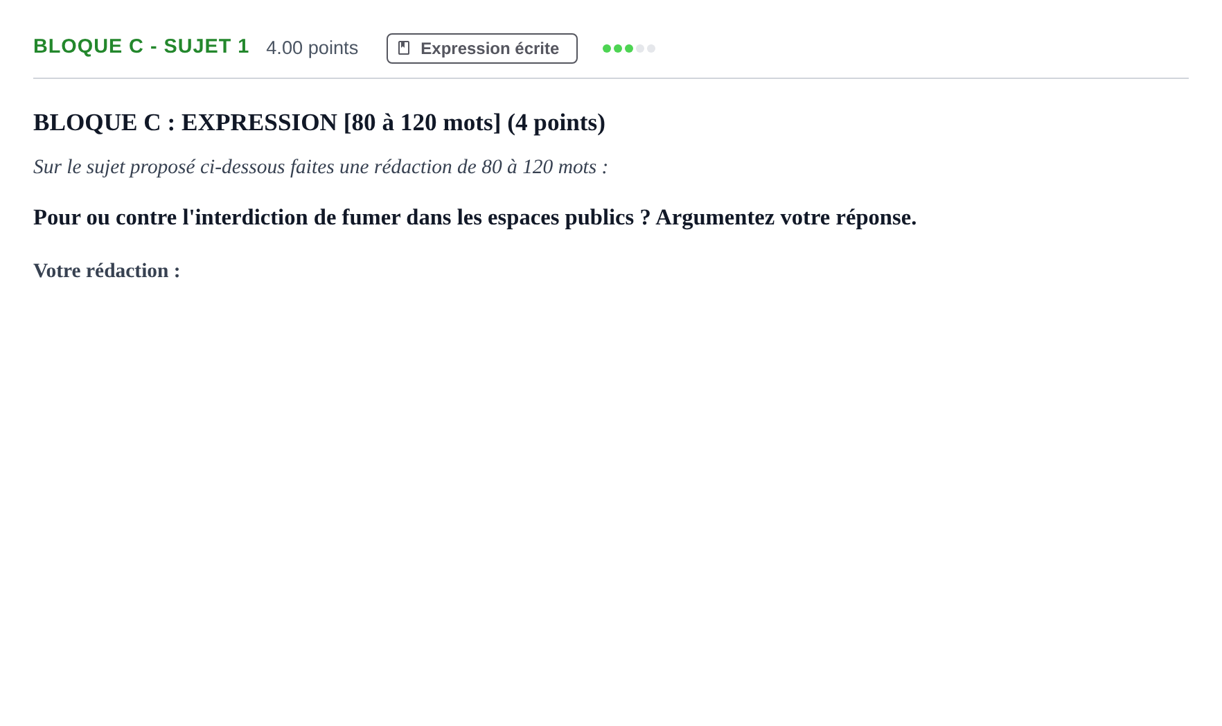 Enunciado: Bloque C - Sujet 1 · Francés PAU Andalucía Extraordinaria Suplente 1 2025