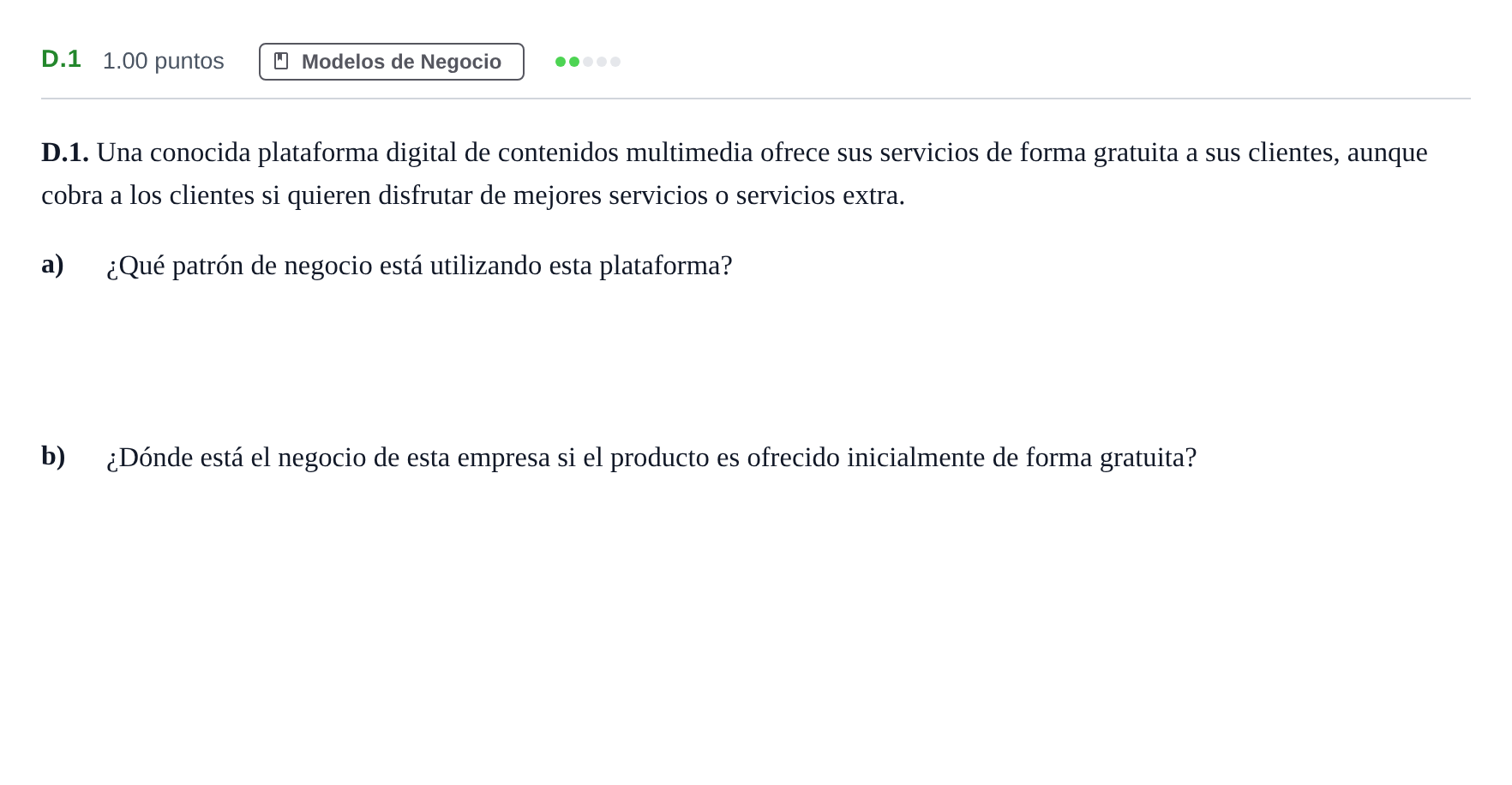 Enunciado: Ejercicio D.1 · Economía de la Empresa PAU Andalucía Ordinaria Suplente 2 2025