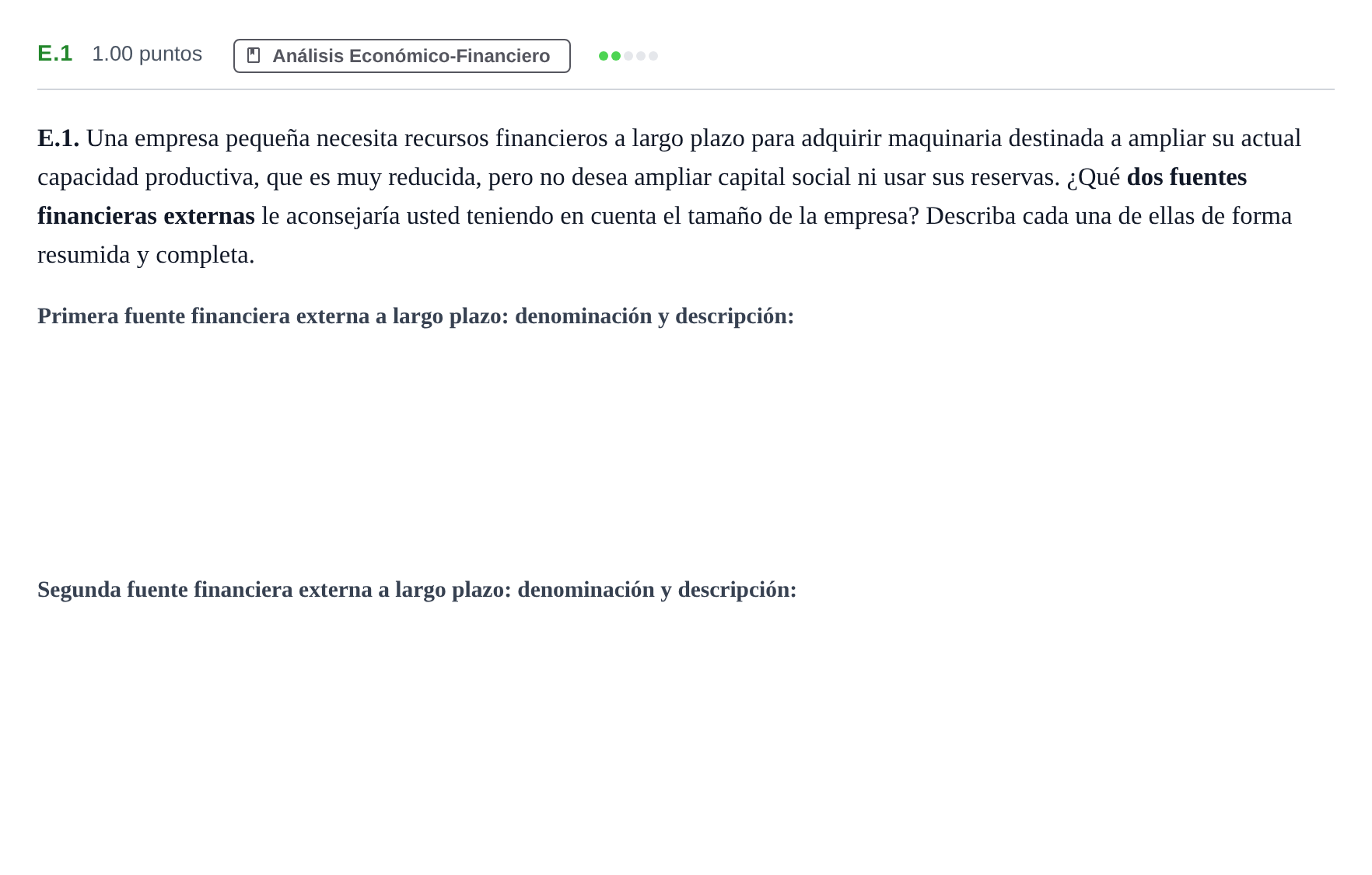 Enunciado: Ejercicio E.1 · Economía de la Empresa PAU Andalucía Ordinaria Suplente 2 2025