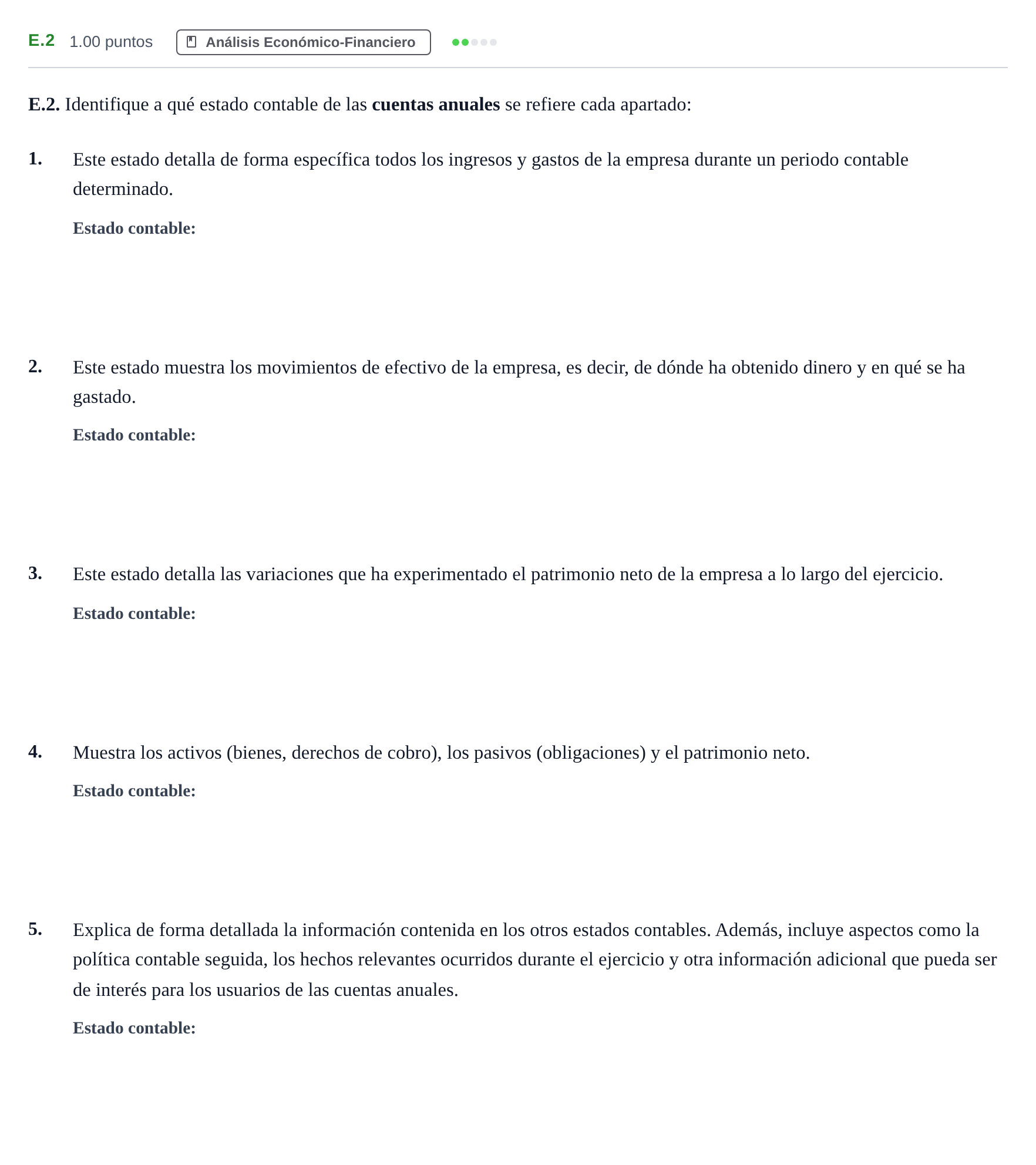 Enunciado: Ejercicio E.2 · Economía de la Empresa PAU Andalucía Ordinaria Suplente 2 2025