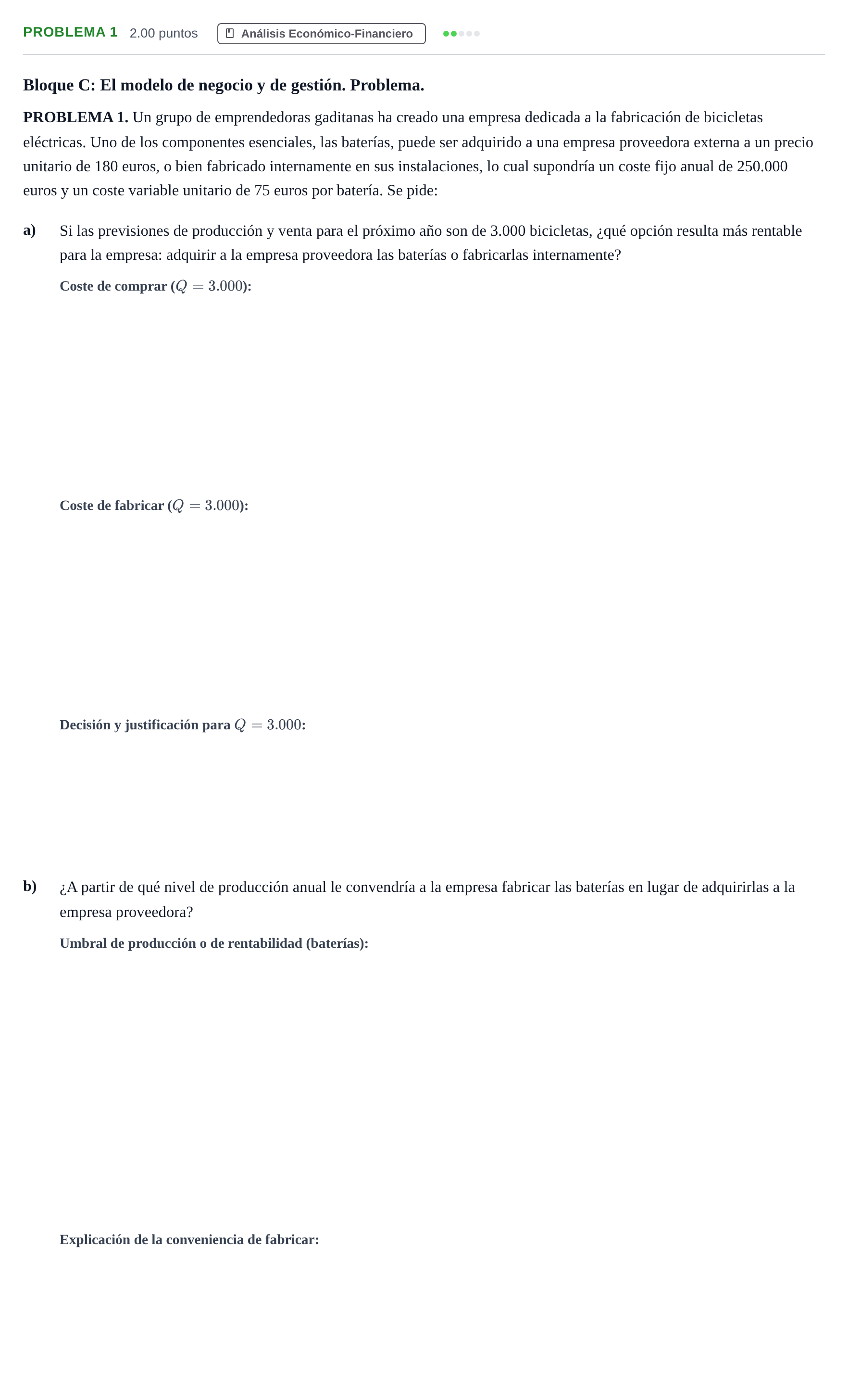 Enunciado: Problema 1 · Economía de la Empresa PAU Andalucía Ordinaria Suplente 2 2025
