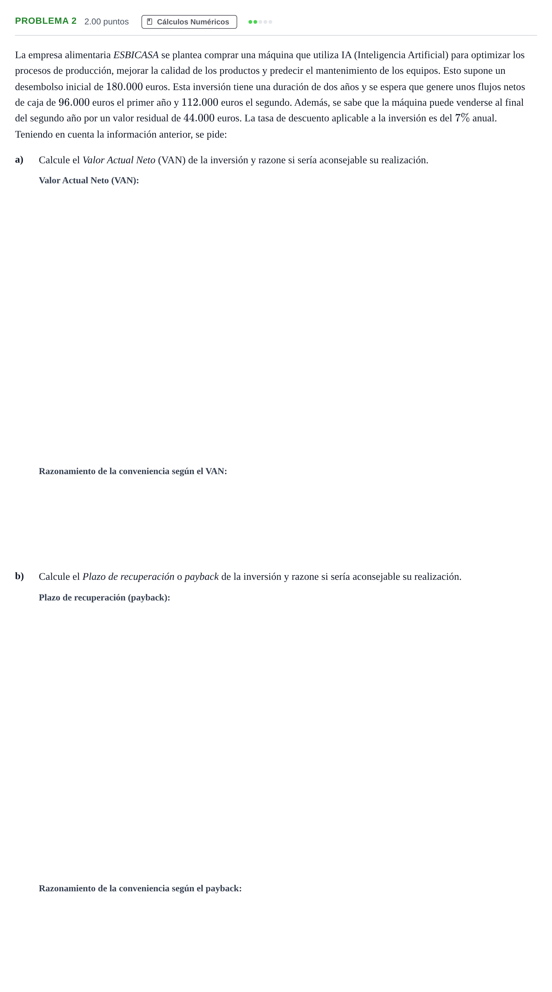 Enunciado: Problema 2 · Economía de la Empresa PAU Andalucía Ordinaria Suplente 2 2025