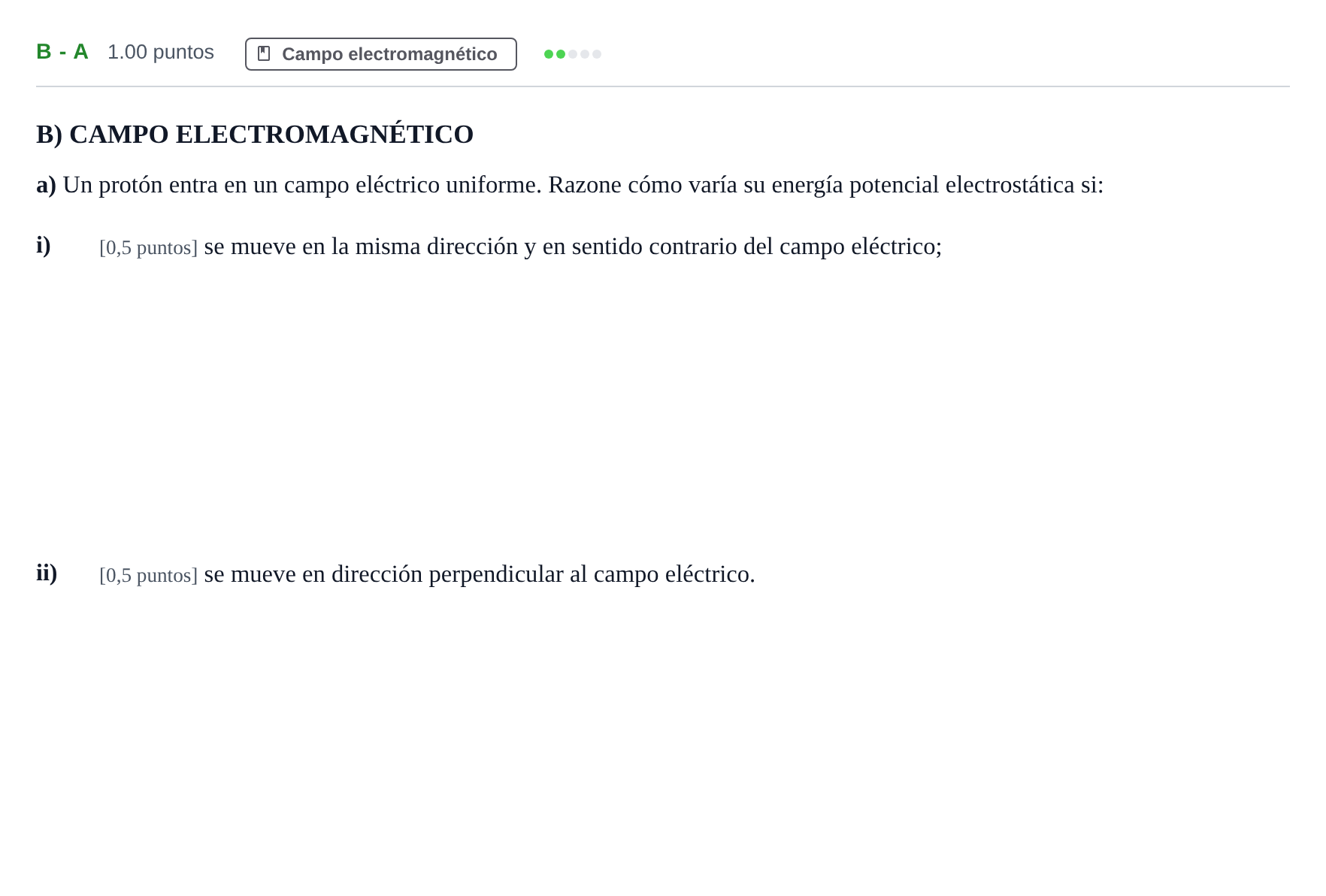 Enunciado: Ejercicio B - a · Física PAU Andalucía Extraordinaria Suplente 1 2025